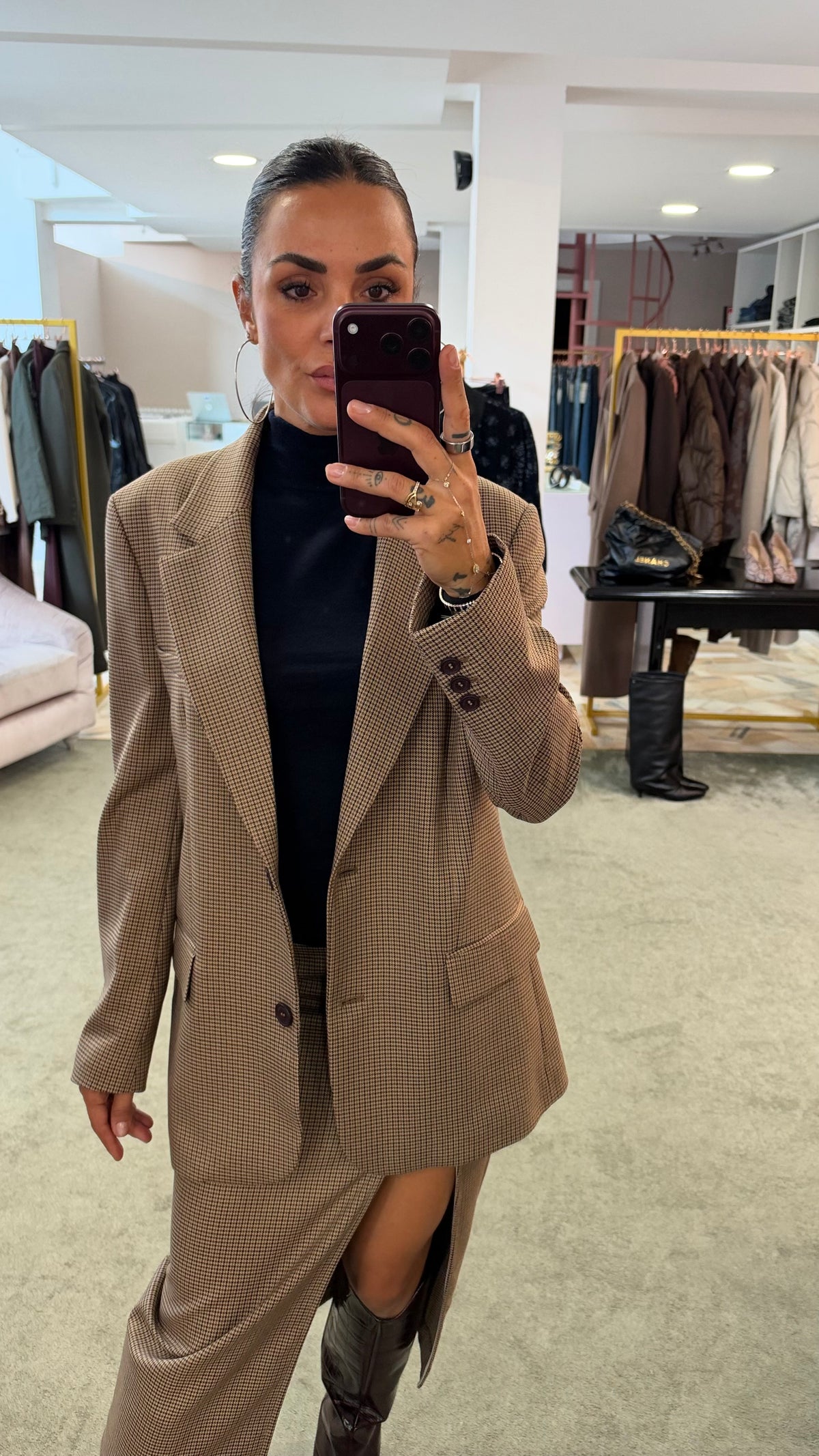 Blazer check marrone Mar de Margaritas monopetto