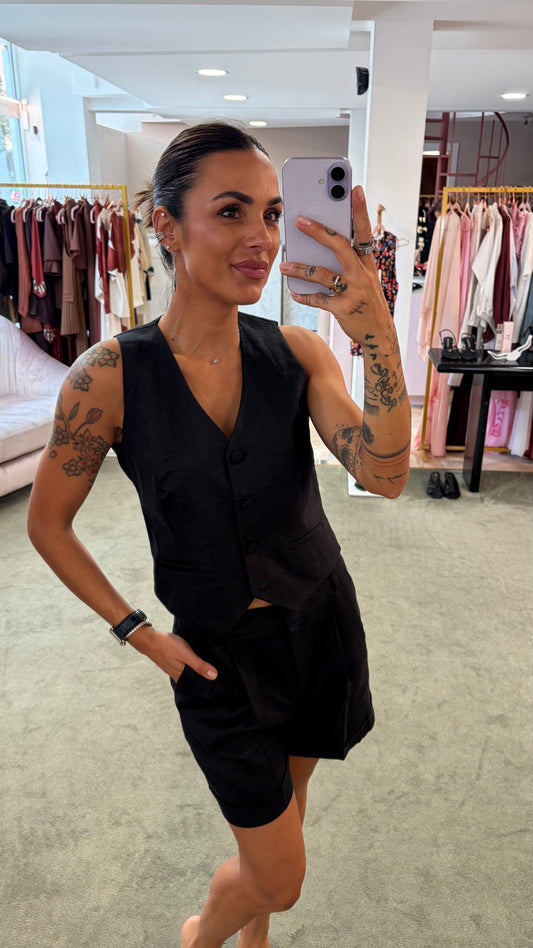 Gilet nero in lino Actualee