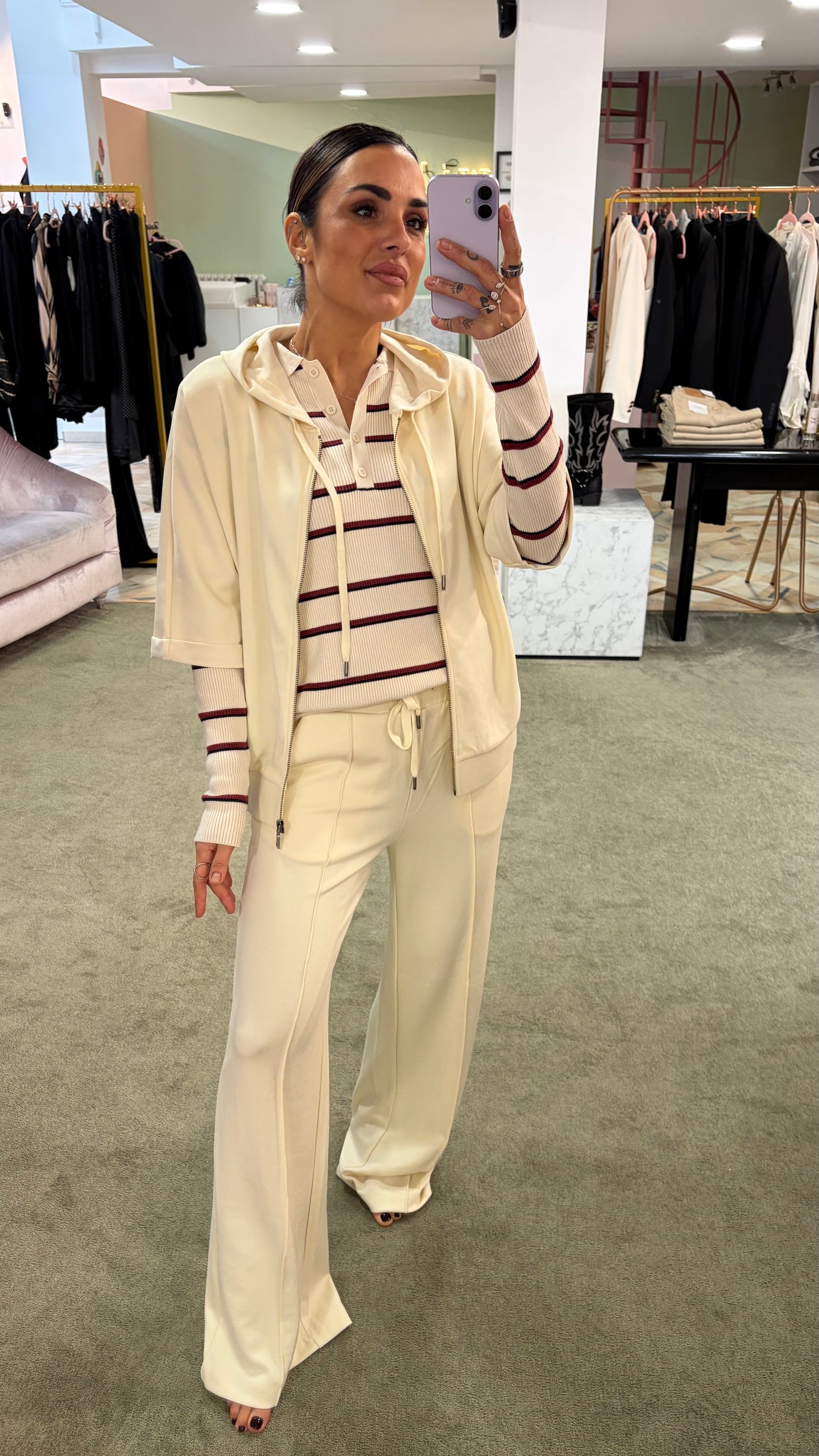 Joggers panna con coulisse in modal sy