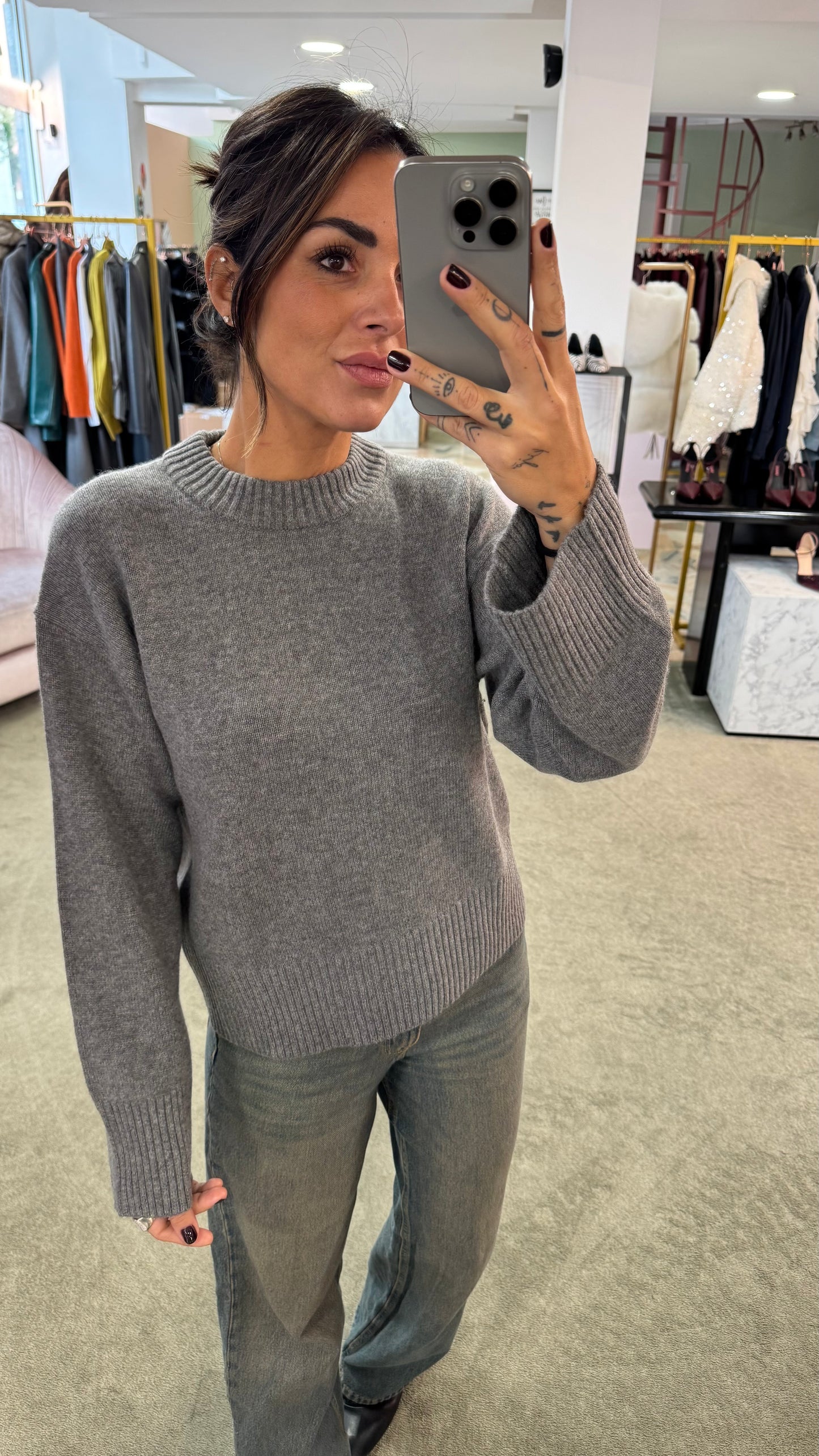 Maglione grigio girocollo sl
