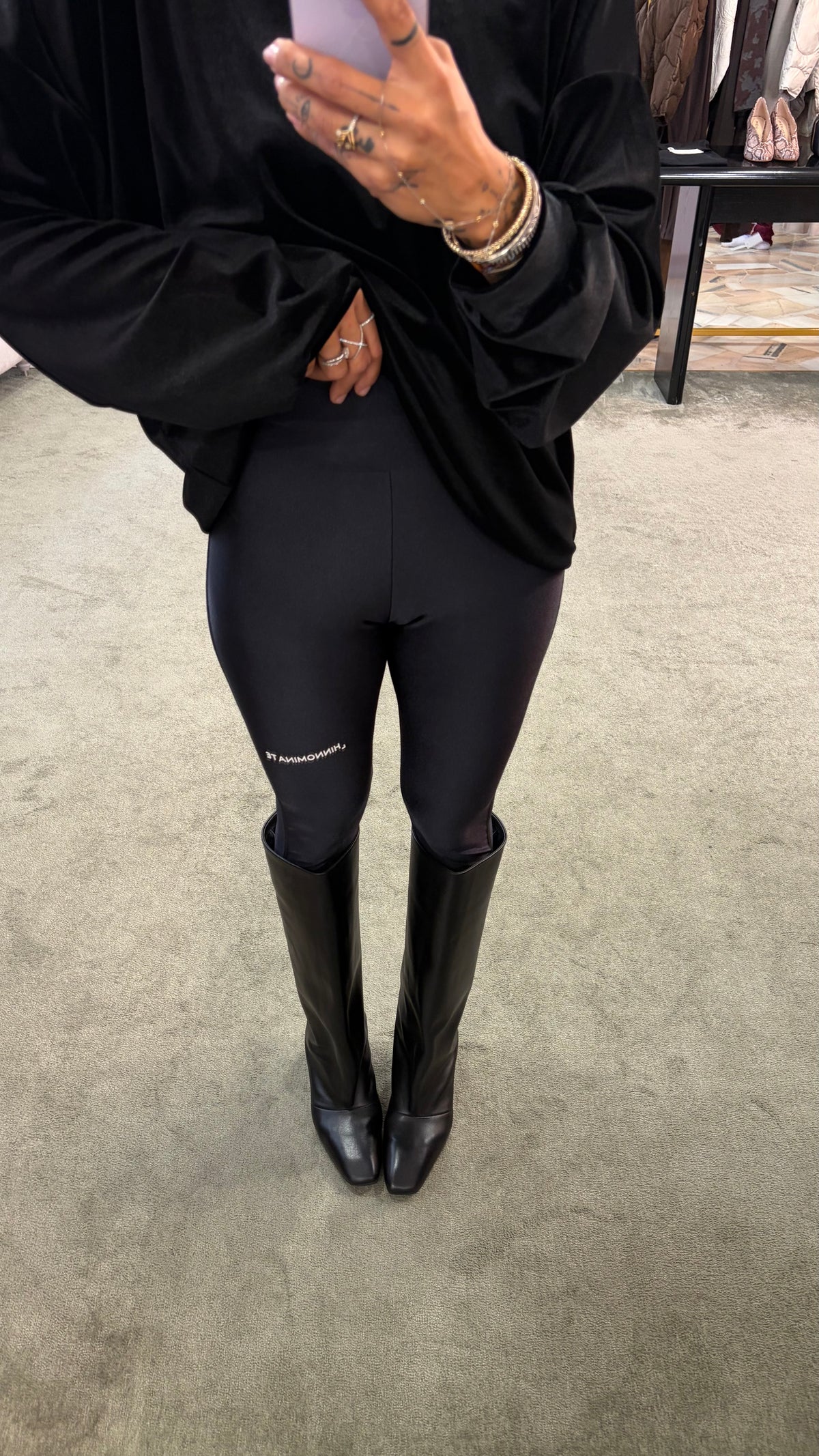 Stivale nero in pelle tubolare bx