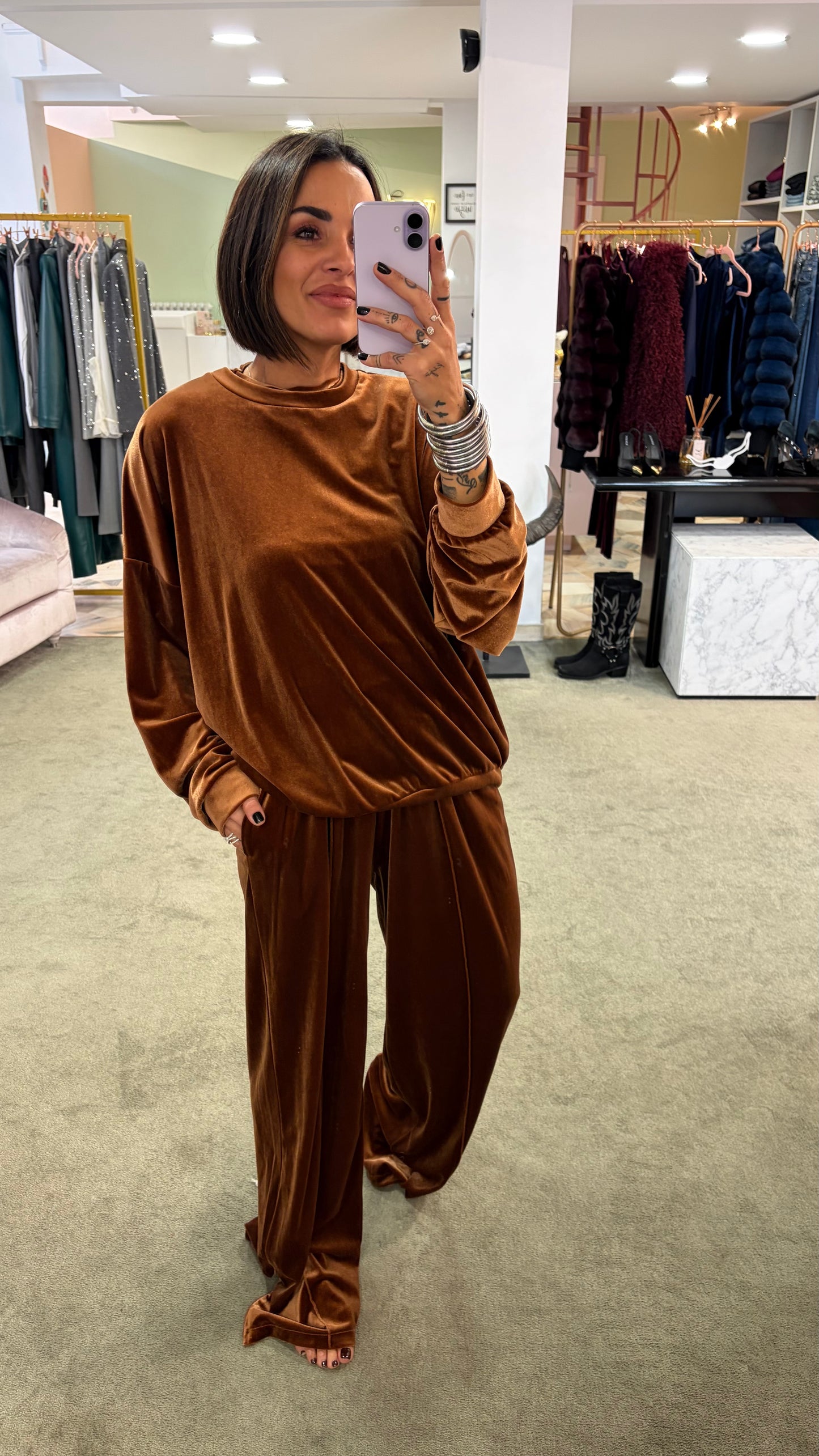 Felpa over ruggine in velluto Don't@Me