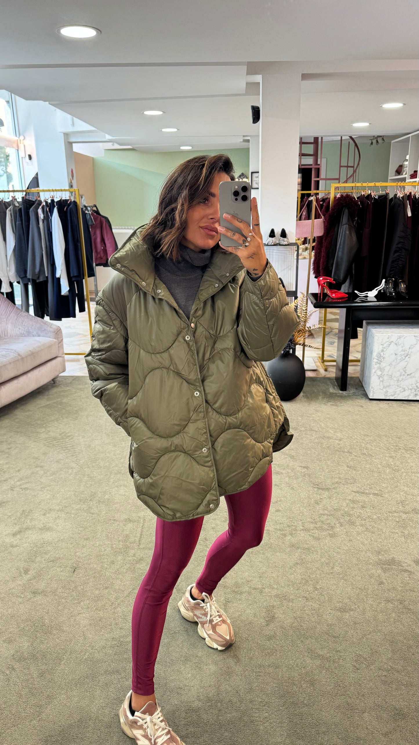 Piumino stella verde oliva trapuntato jx