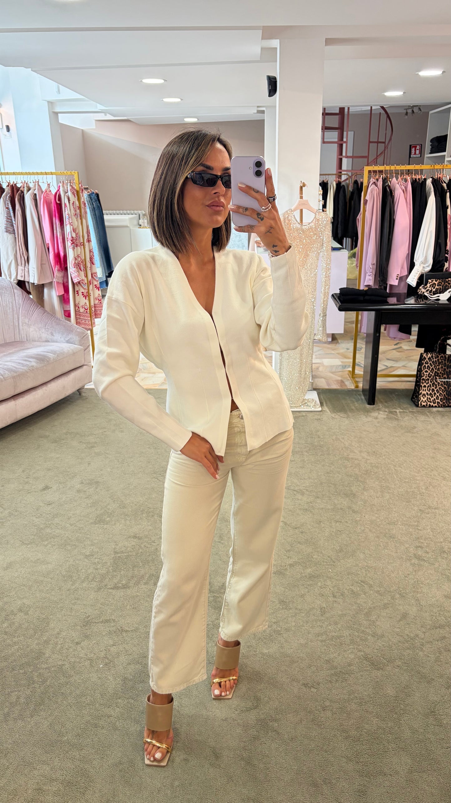 Cardigan giacca bianca sciancrata sl