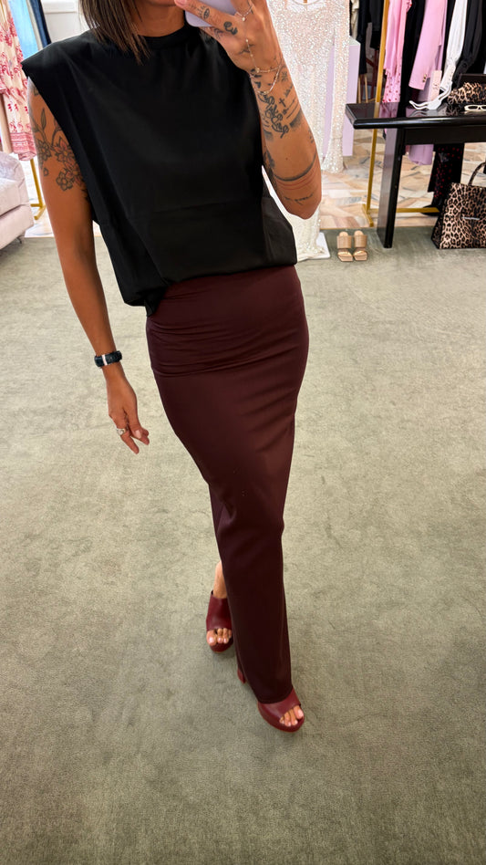 Gonna lunga vino tubino con spacco Marsem