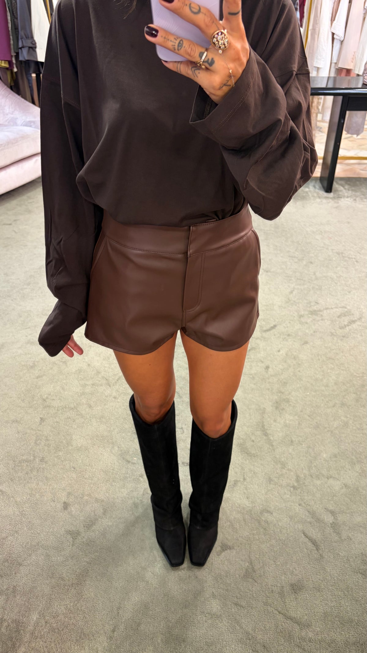 Shorts ecopelle marroni ks
