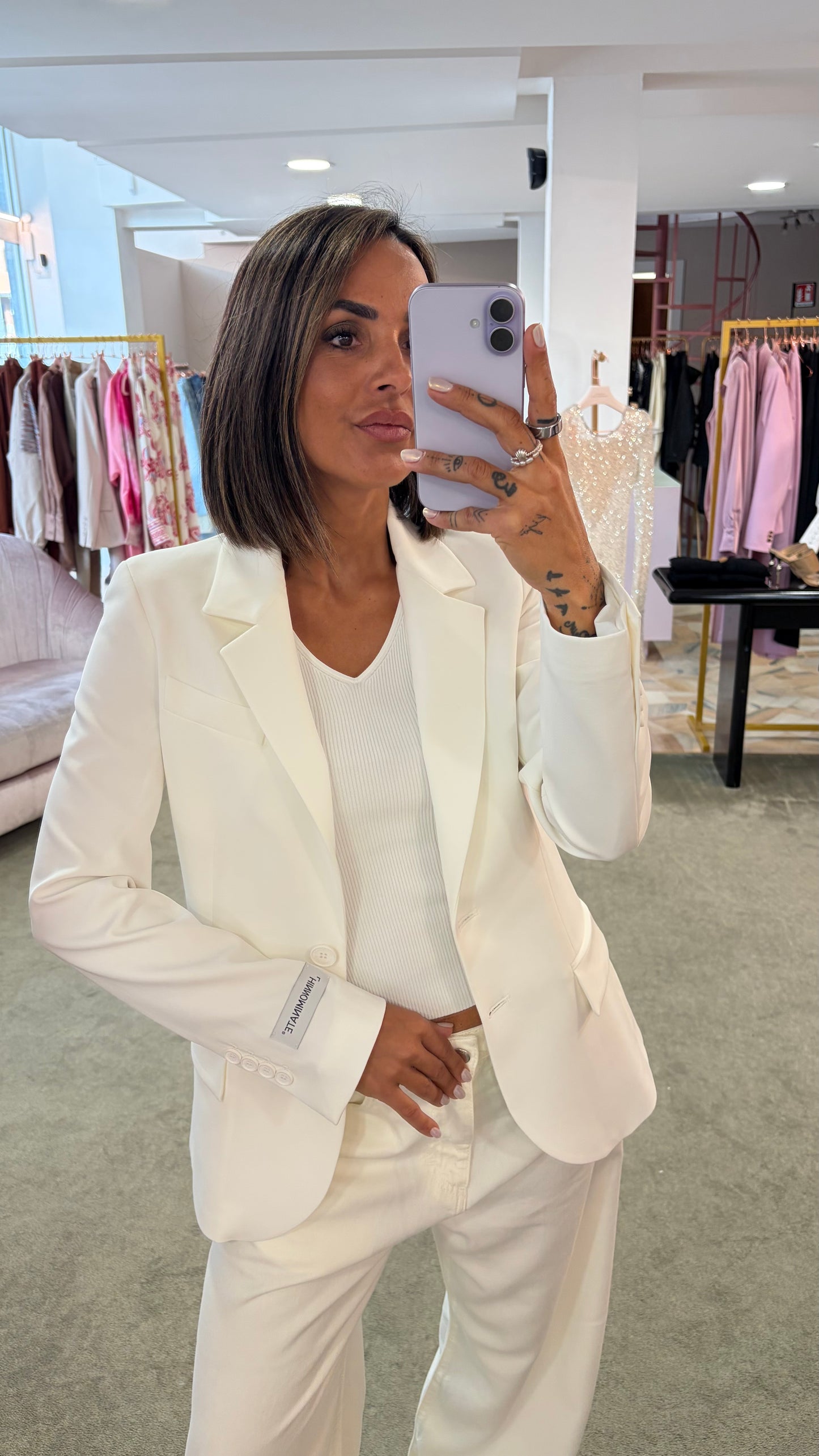 Blazer bianco slim monopetto due bottoni Hinnominate
