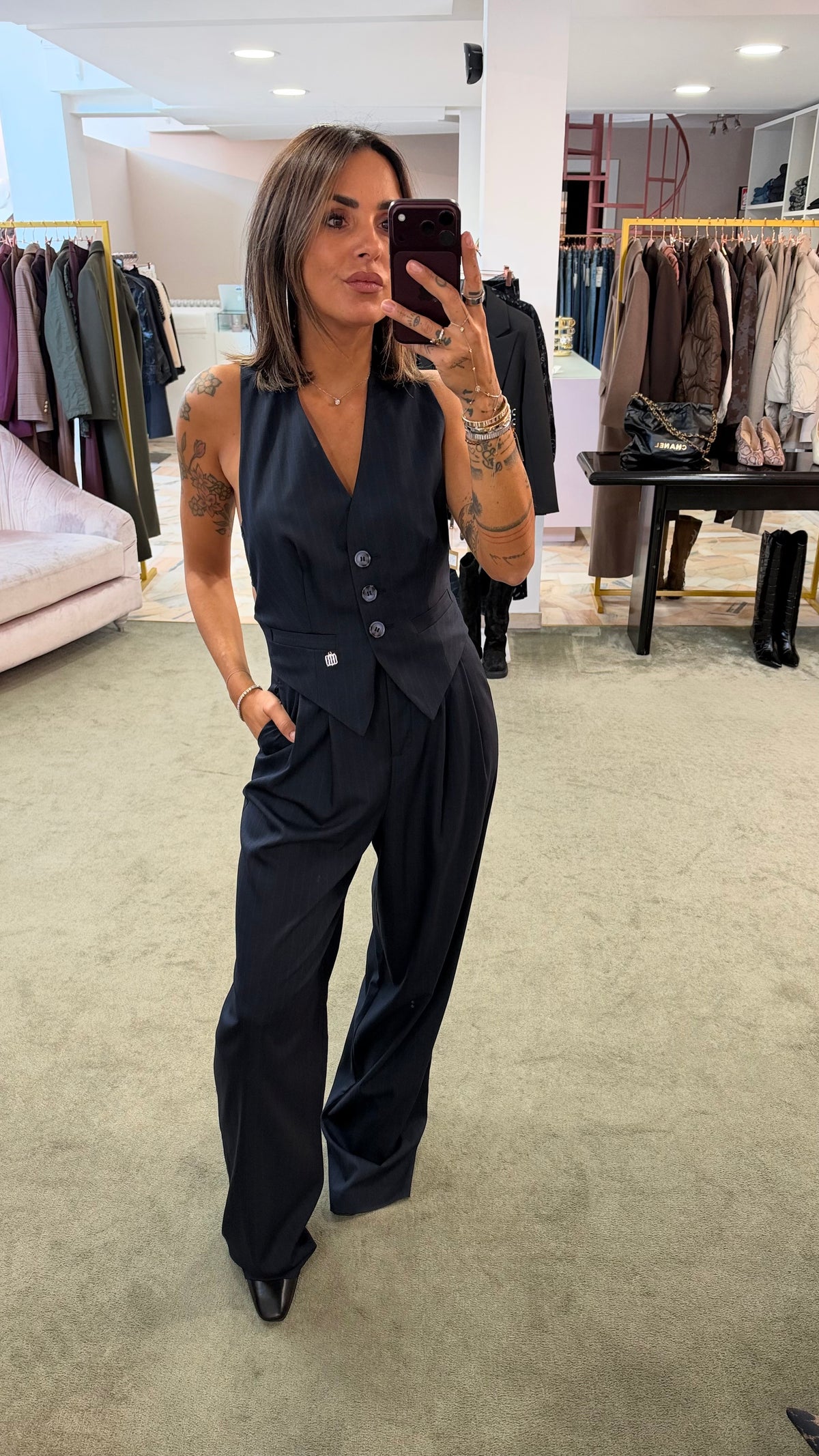 Jumpsuit blu gessata fr