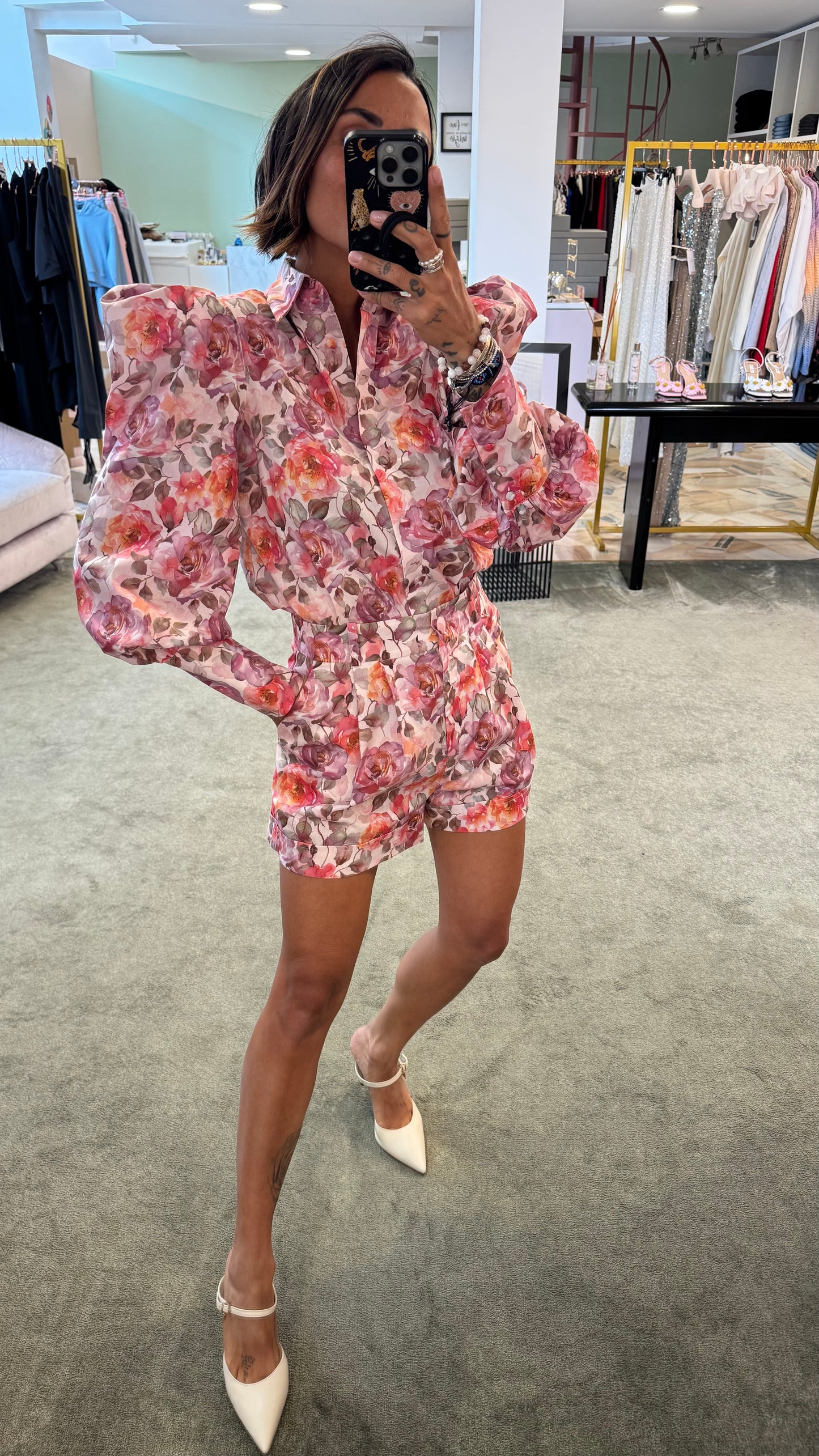 Shorts fantasia fiori rosa Actualee