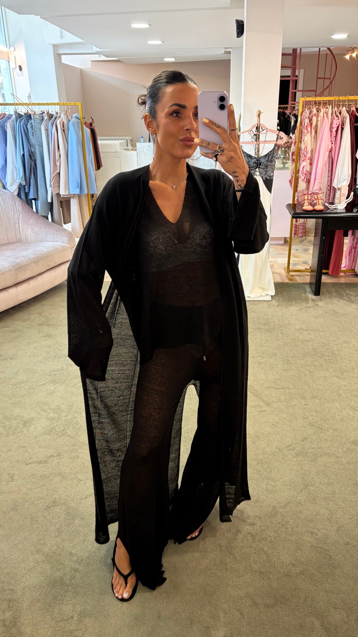 Pantaloni neri in lino fy