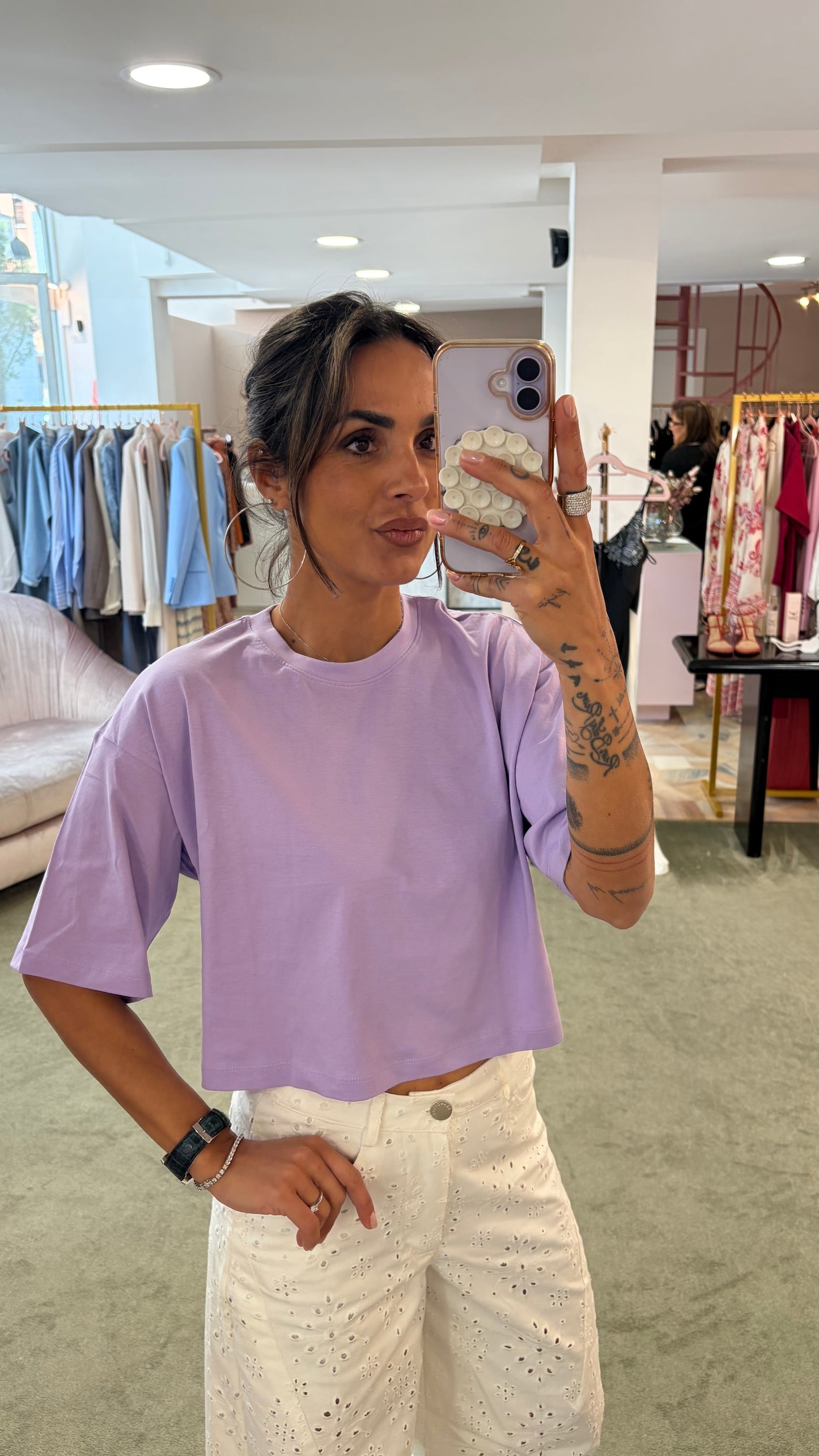 T-shirt crop lilla jx