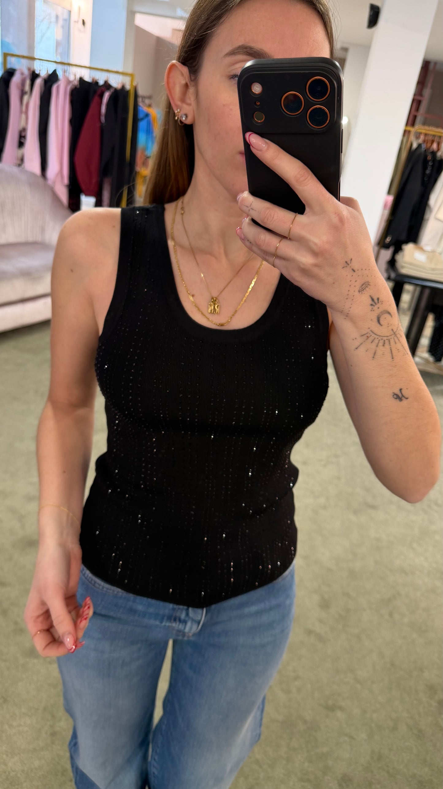 Canotta nera crystal fr