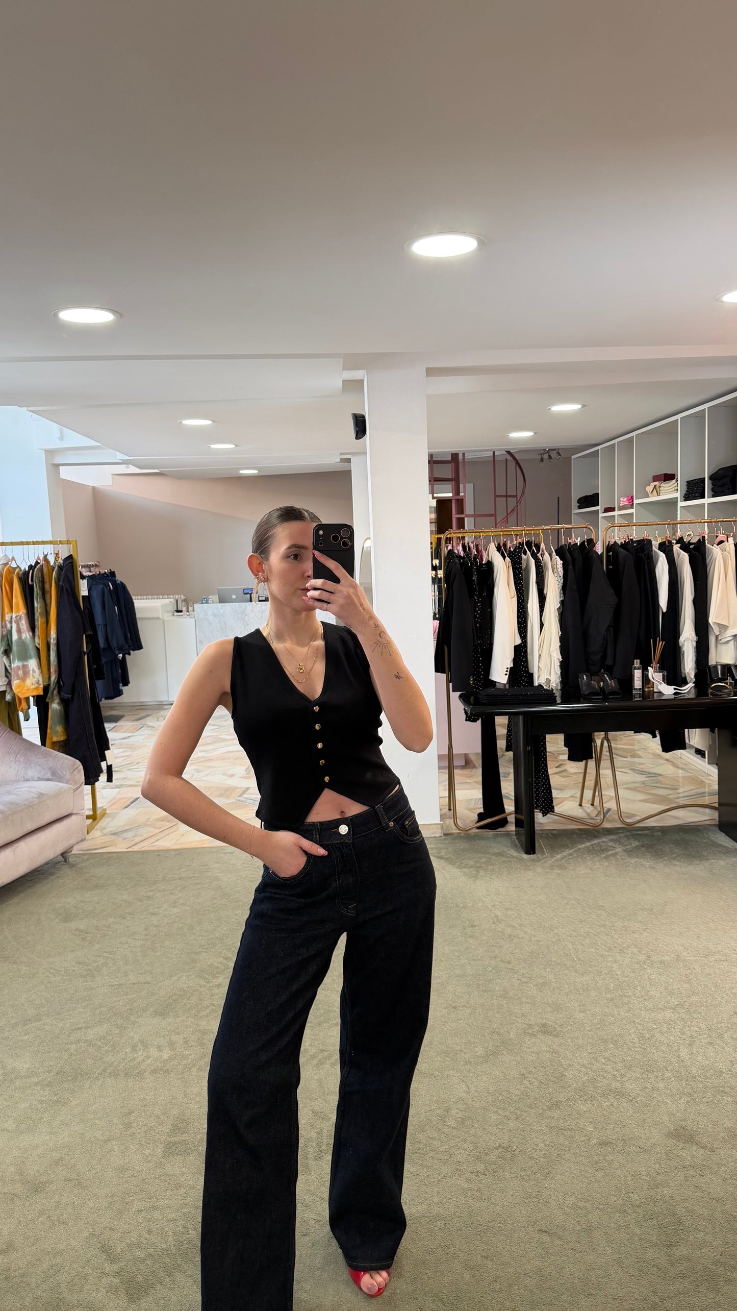 Gilet nero in viscosa fr