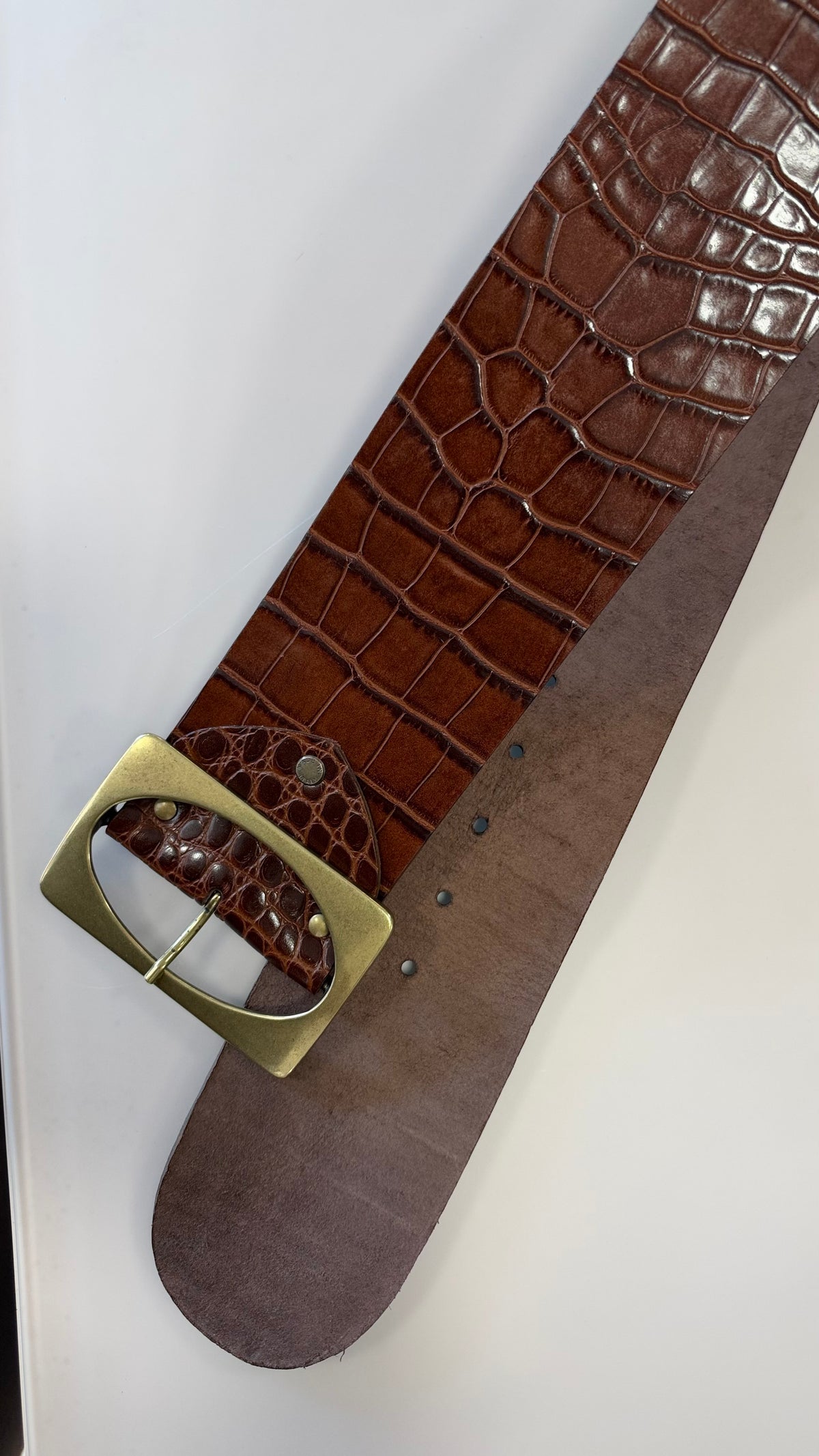 Cintura marrone in pelle crocco Actualee