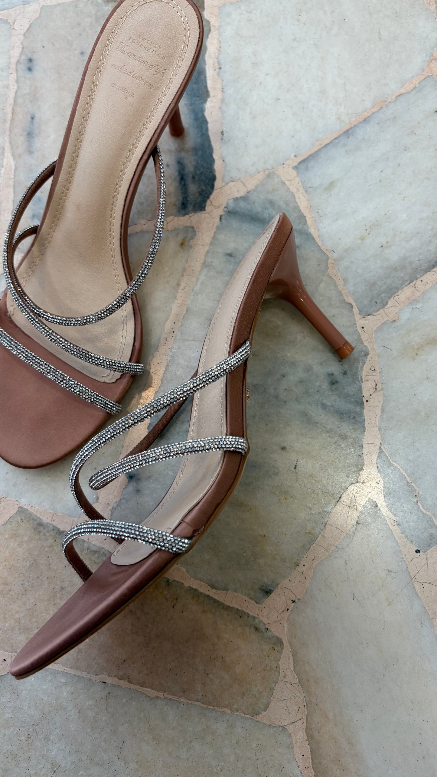 Sandalo mules nude con listini gioiello