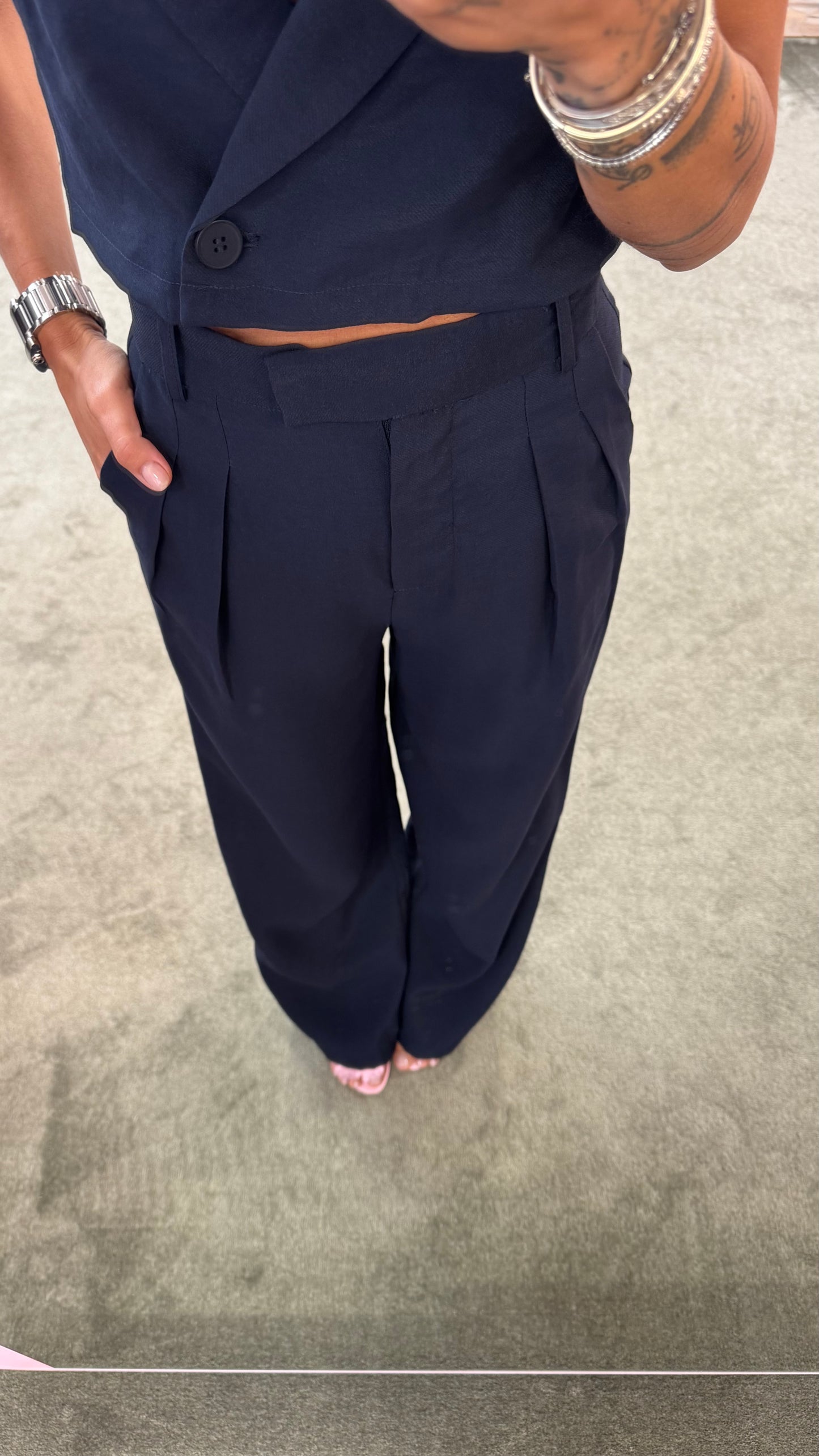 Pantaloni blu notte wide leg ay