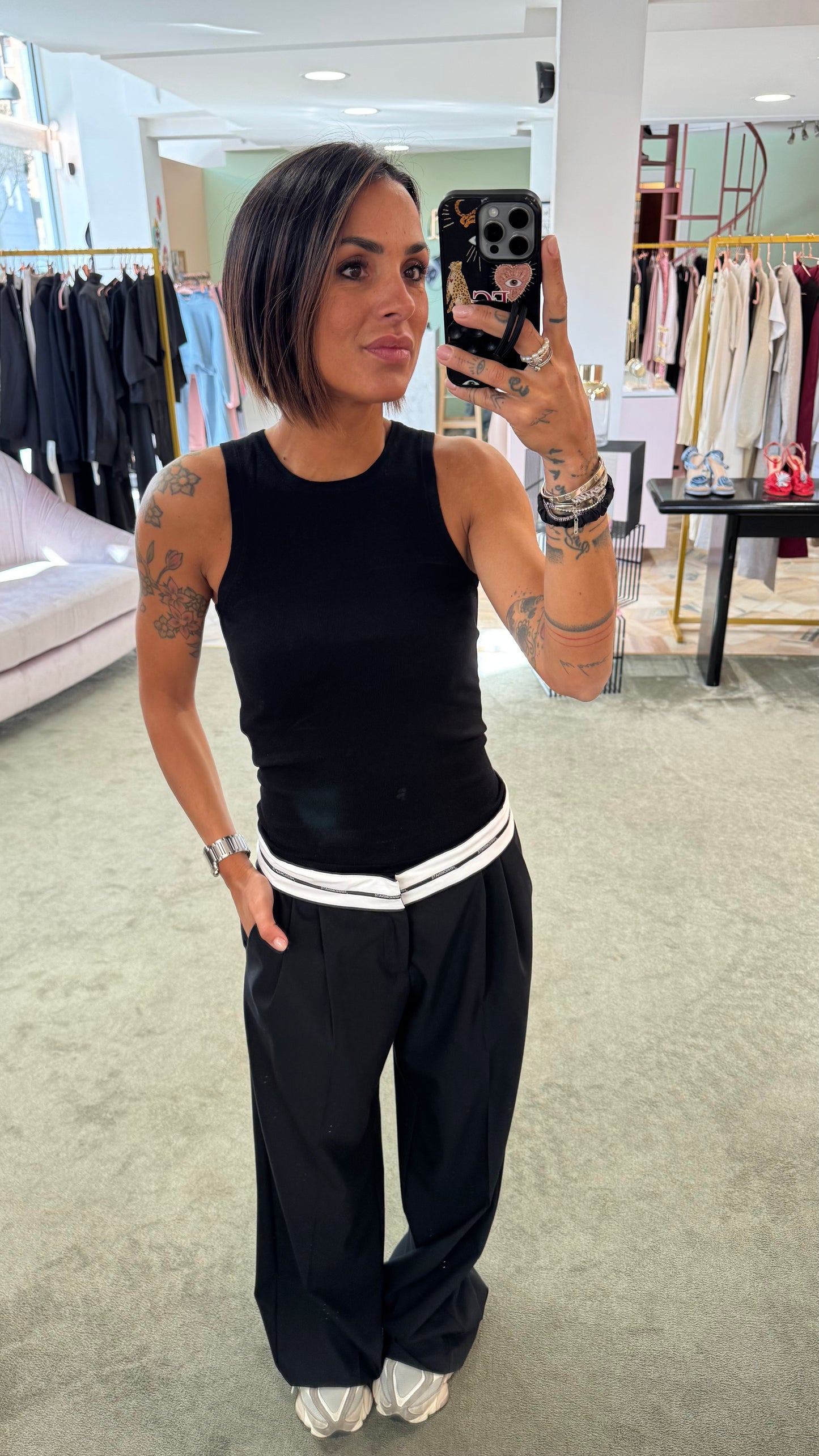 Canotta nera in maglia jx