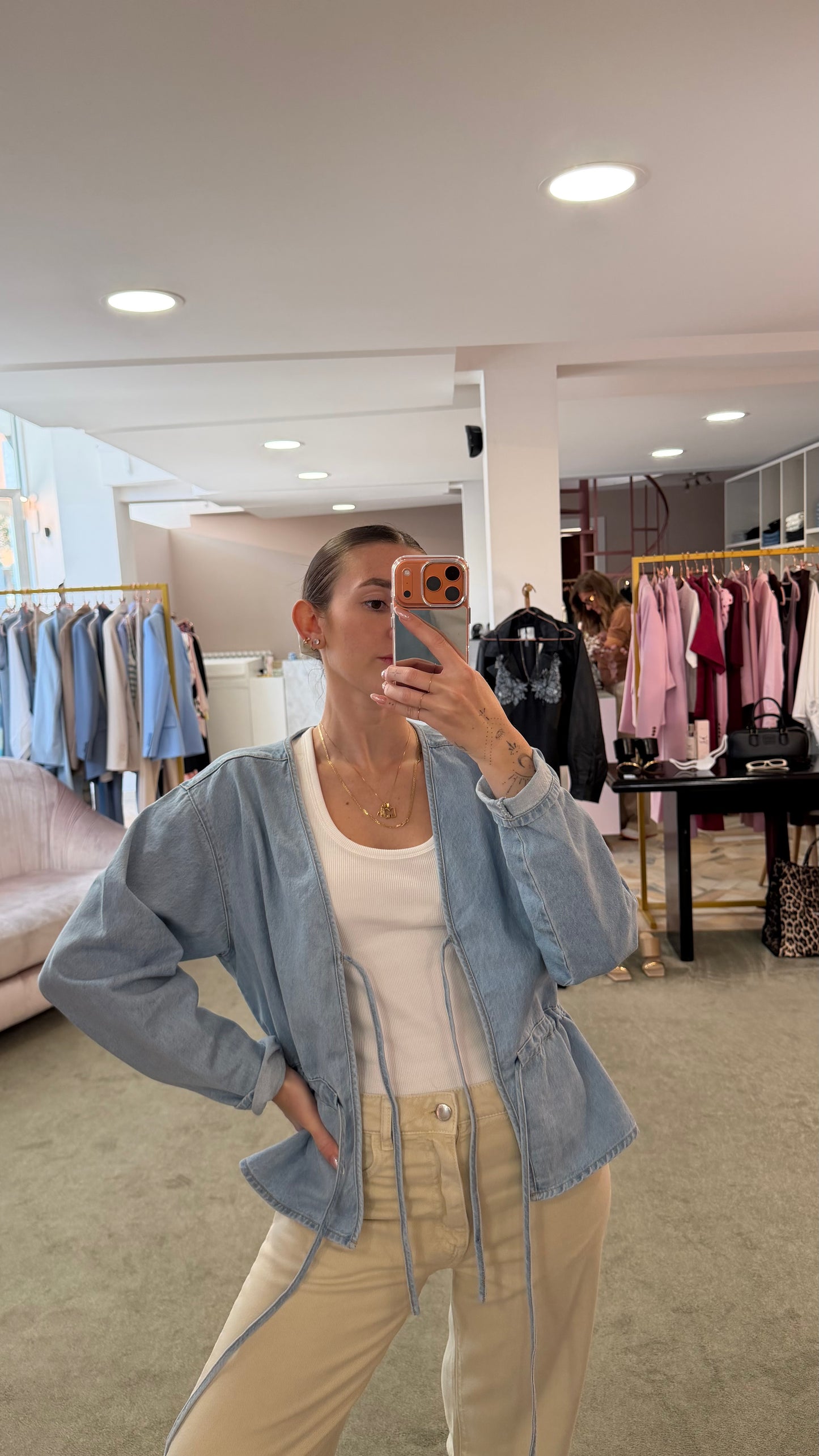Camicia giacchino  in jeans con fiocchi jx