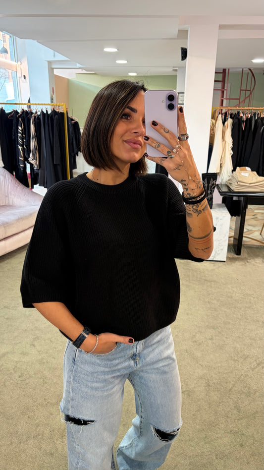 Maglione nero costa inglese mezza manica jx