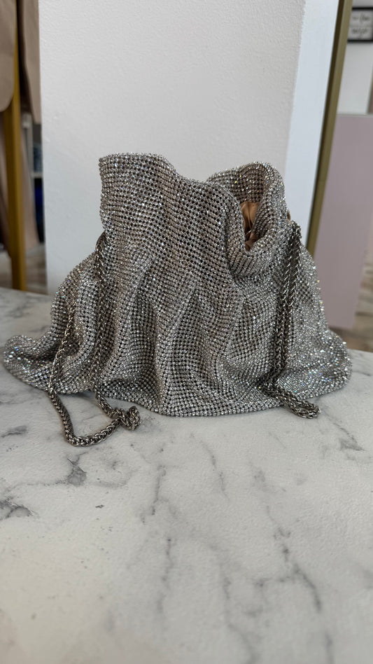 Borsa sacchetto toronto argento con cristalli