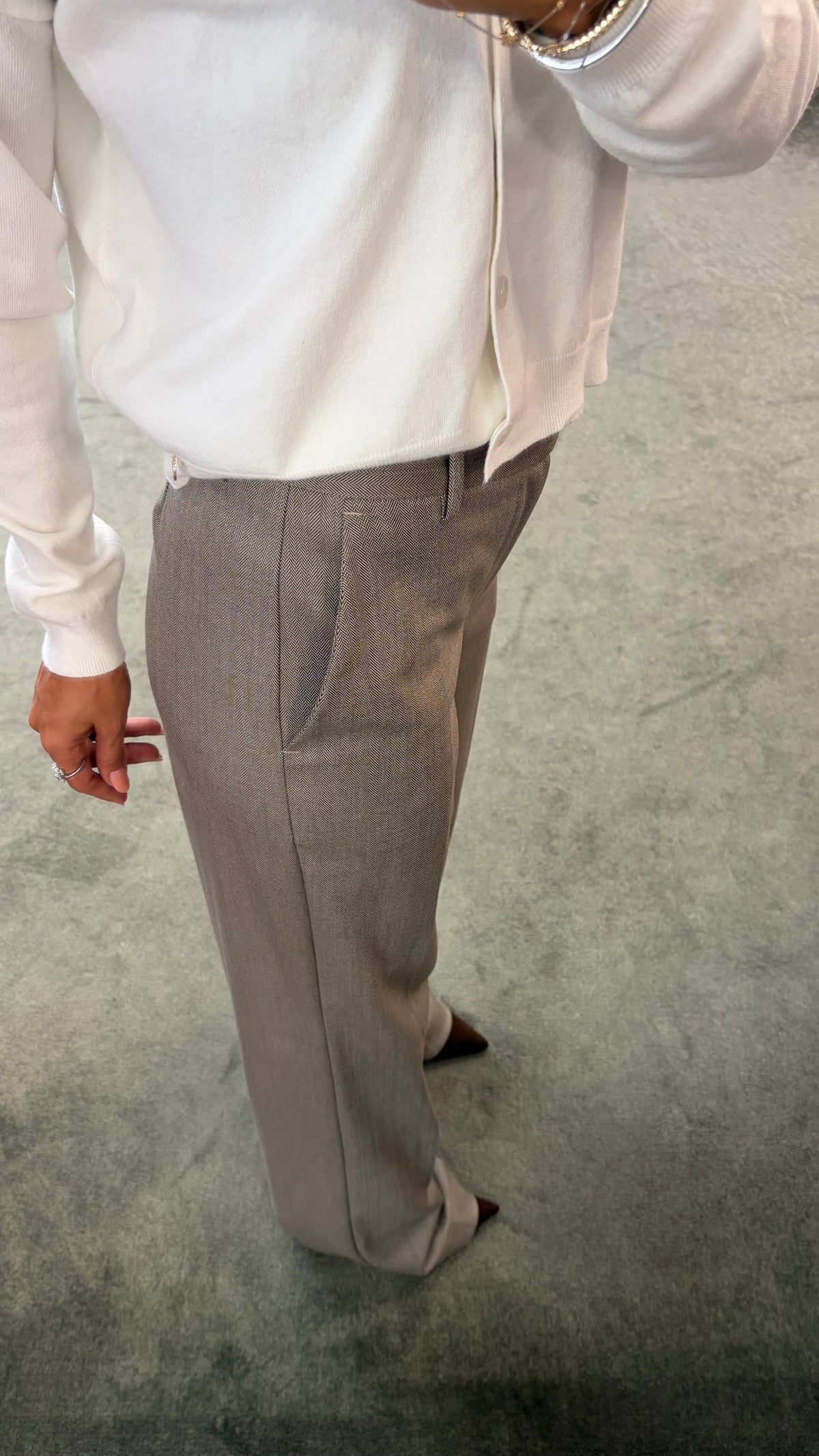 Pantaloni spigati tortora Mar de Margaritas