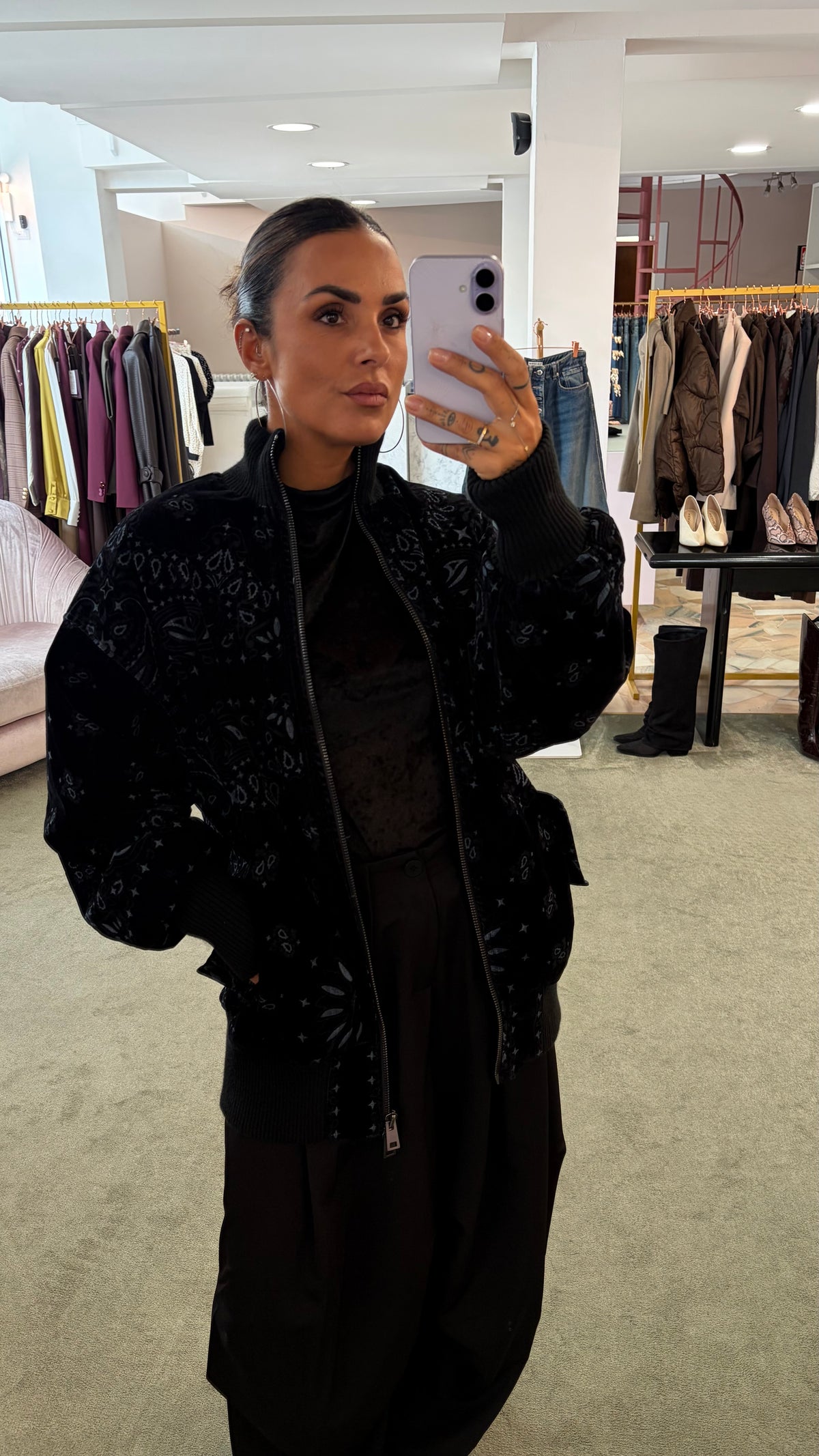 Bomber nero bandana over in velluto floccato Don't@Me