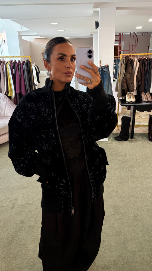 Bomber nero bandana over in velluto floccato Don't@Me