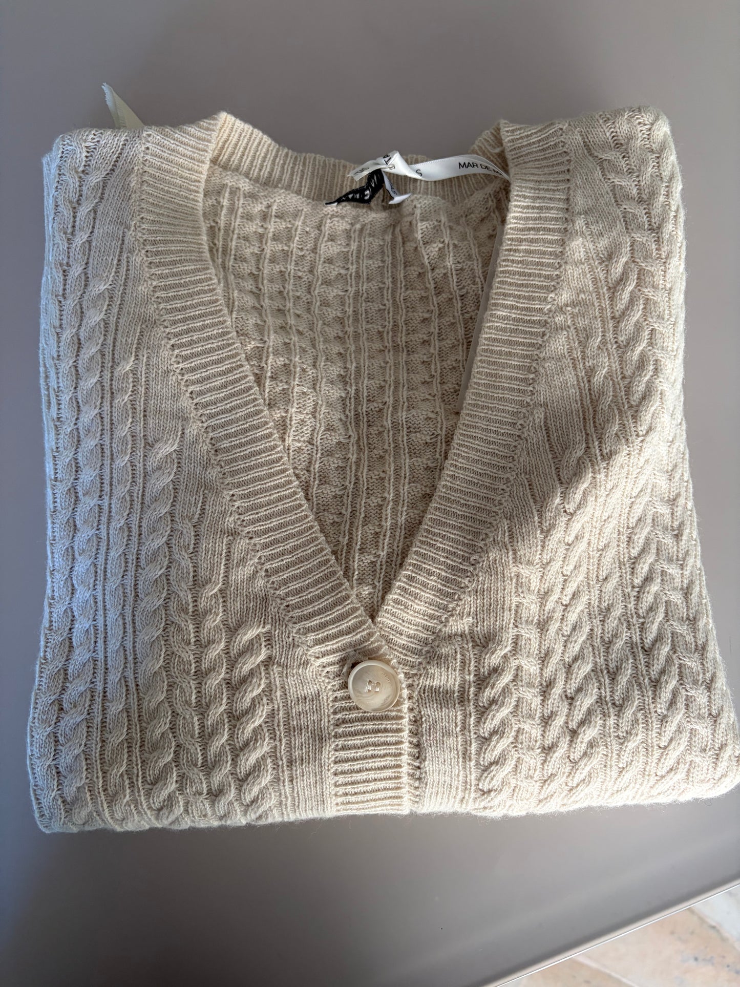 Cardigan a trecce MAR DE MARGARITAS panna