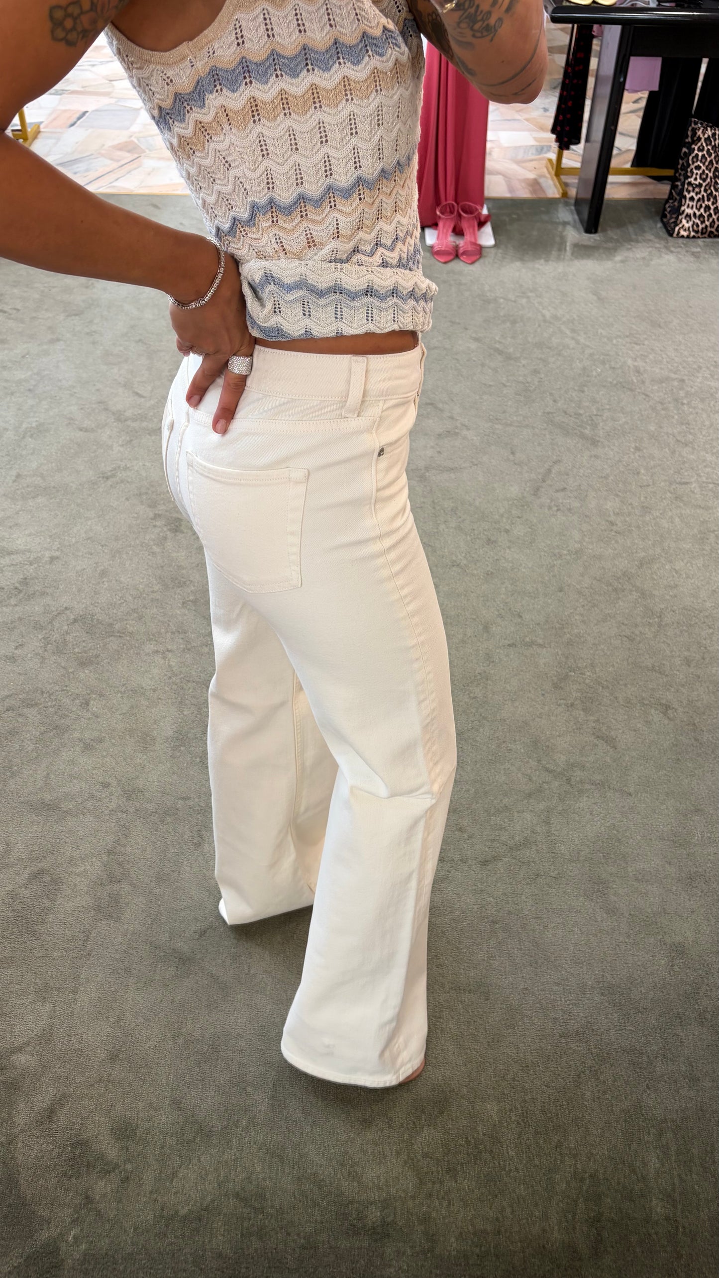 Jeans rome flare bianco panna