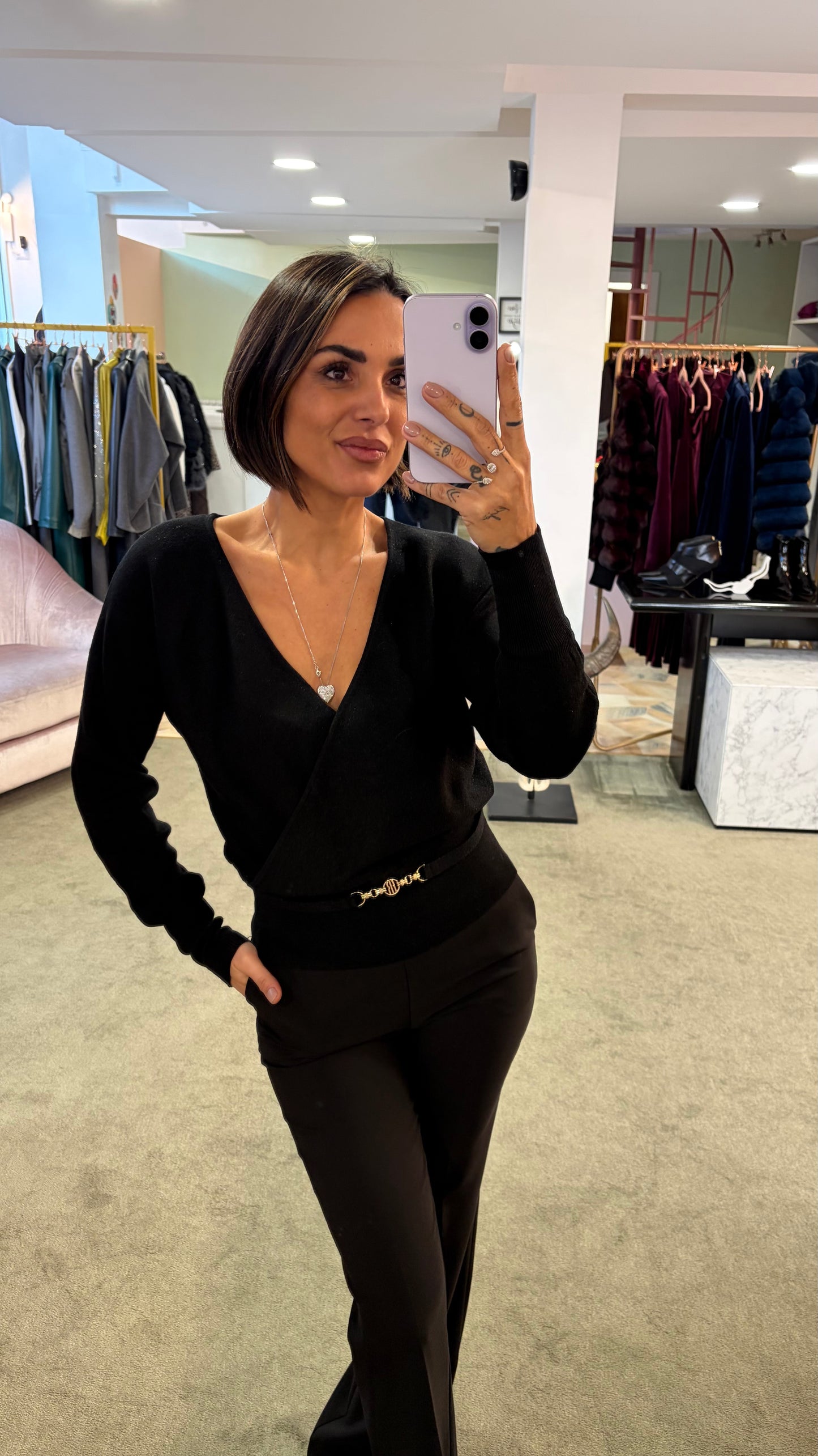 Scaldacuore nero in lurex con cinturino fr