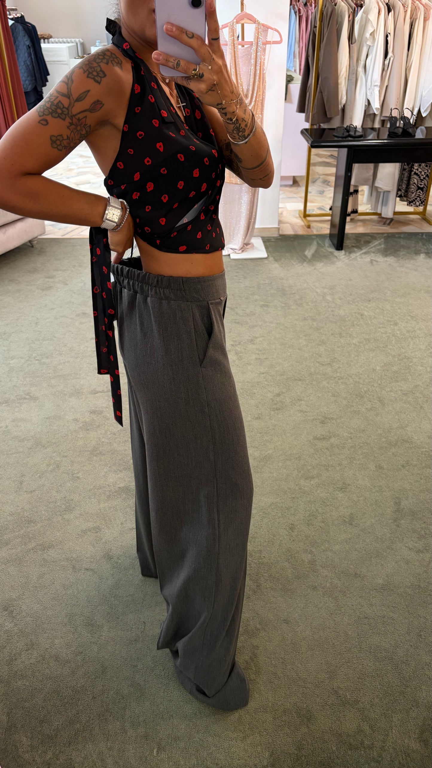 Pantaloni grigio medio wide leg fr A/I26