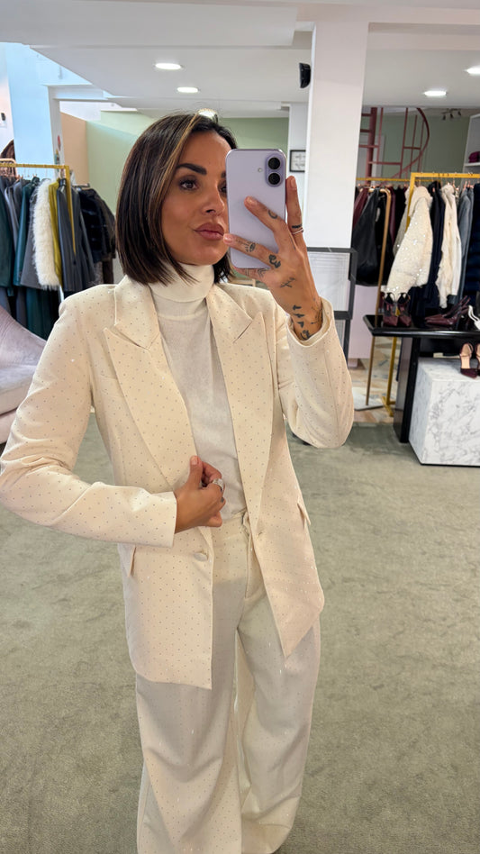Blazer crema in raso crystal Actualee
