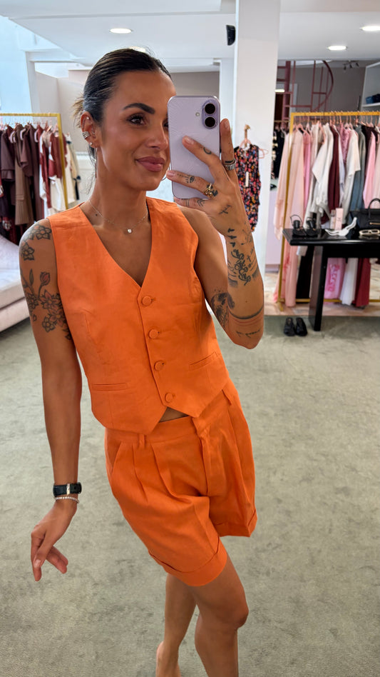 Gilet arancio in lino Actualee