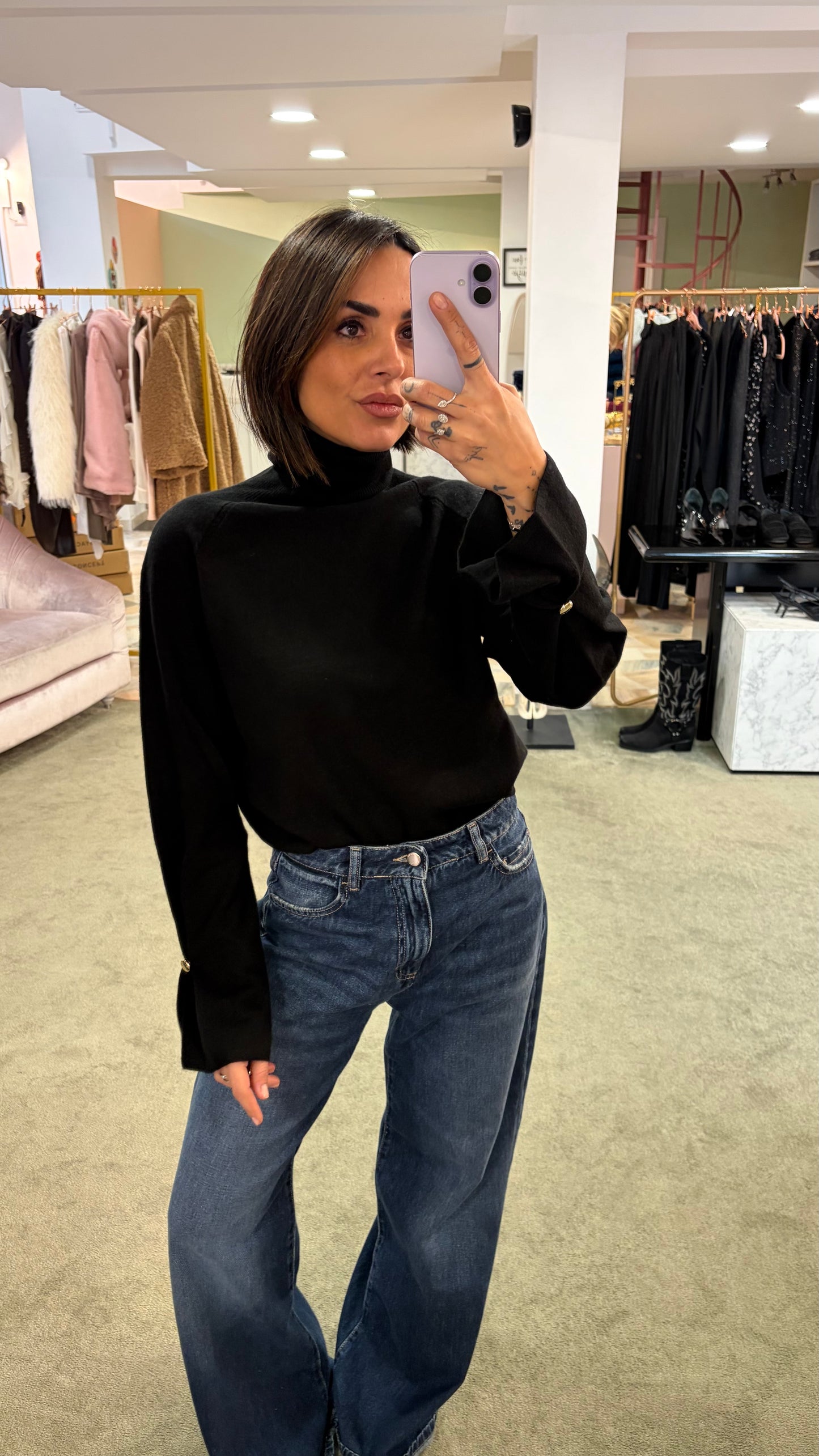 Dolcevita nero manica a calla fr