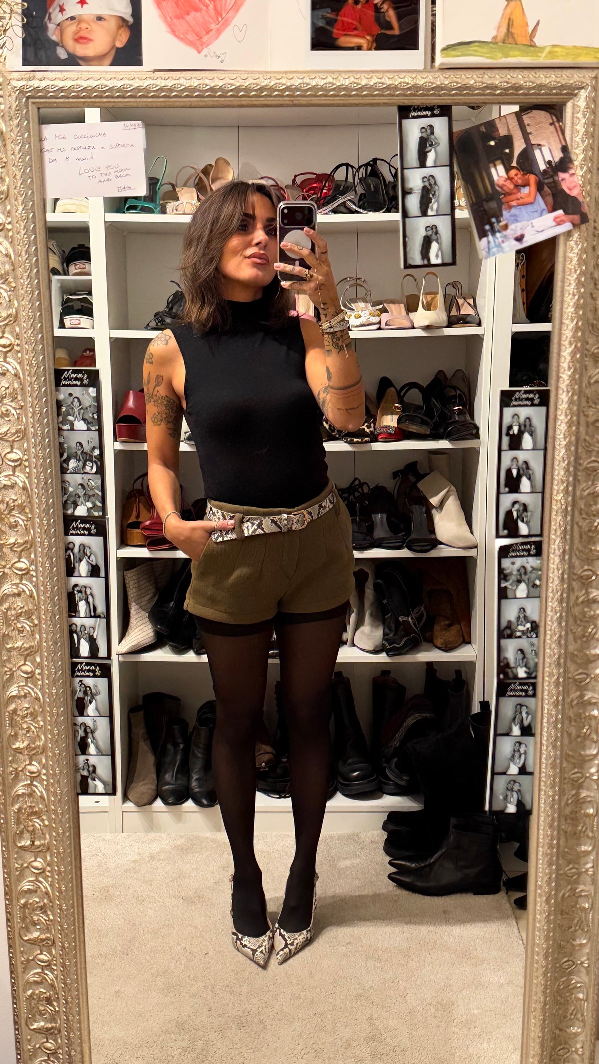Shorts verdi oliva in panno Actualee