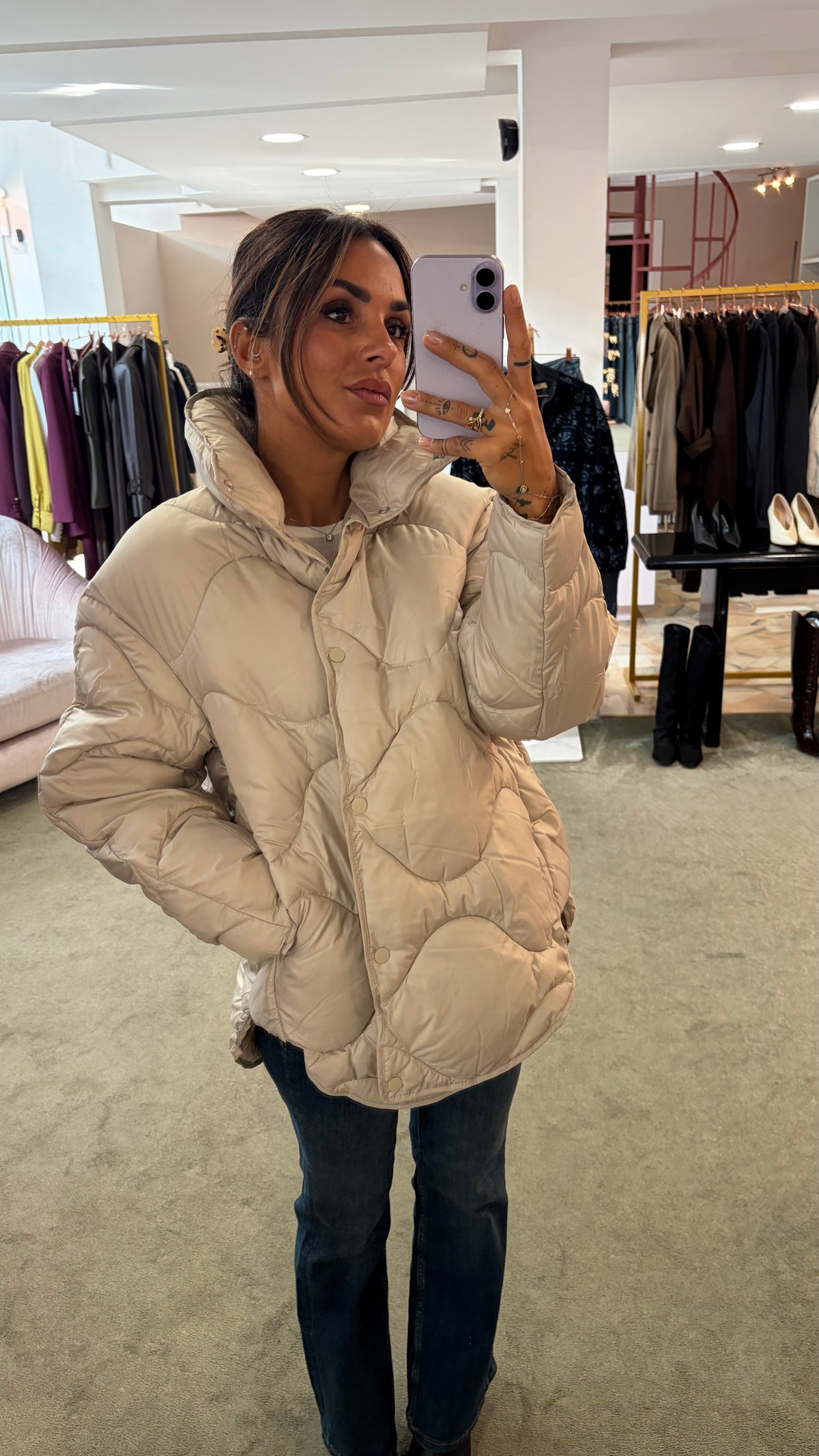 Piumino stella beige trapuntato jx