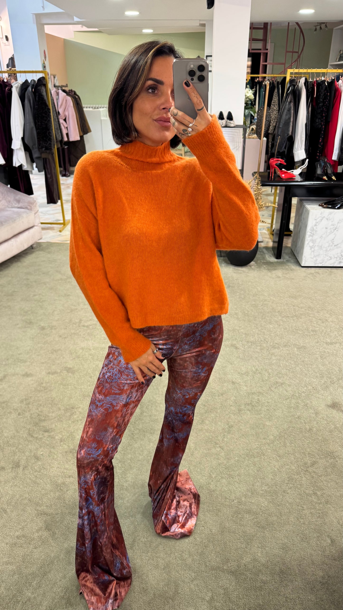 Maglione lupetto arancio terracotta lh