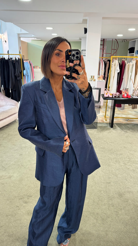 Blazer blu notte satin lurex Actualee