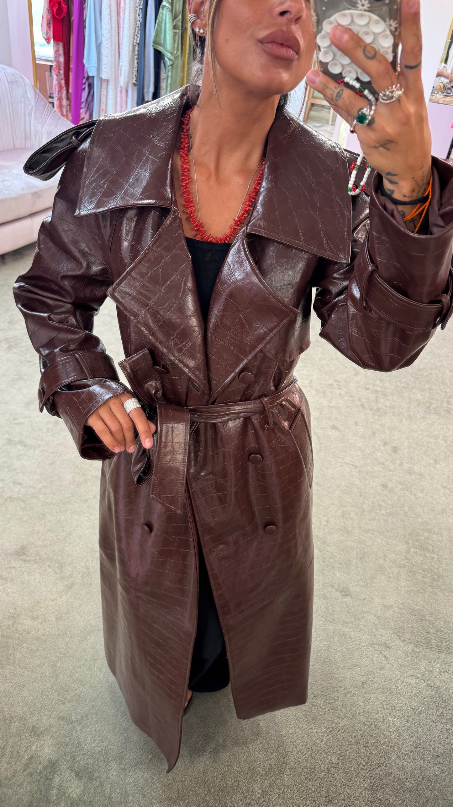 Trench lungo cioccolato crocco Actualee