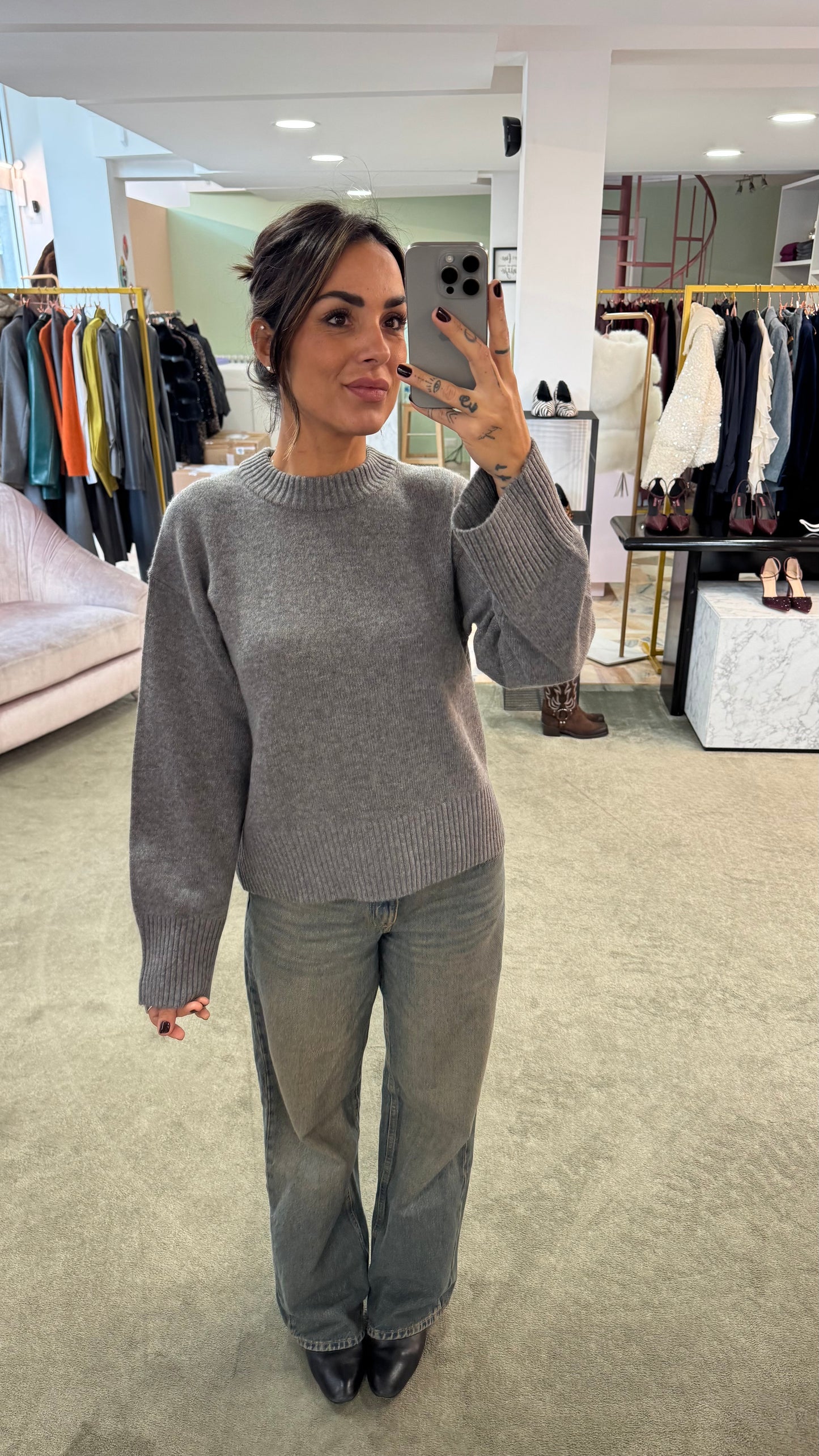 Maglione grigio girocollo sl