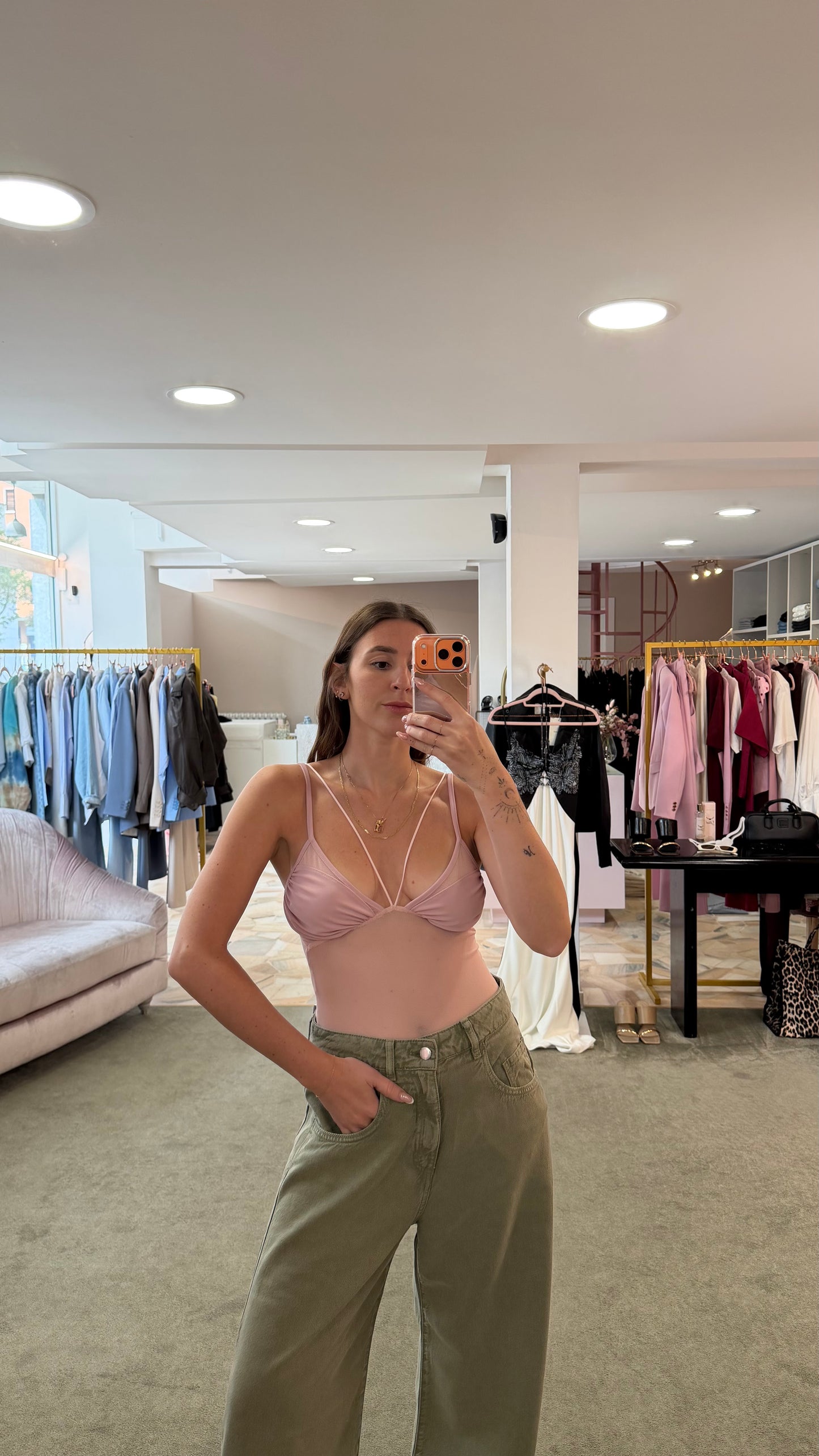 Body rosa cipria in tulle ks