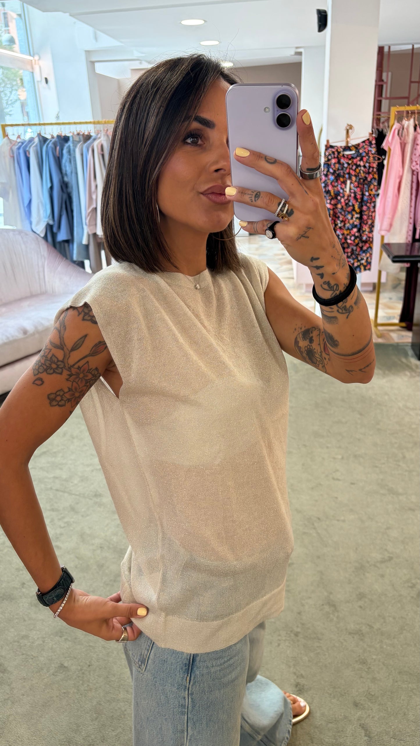 Canotta oro lurex girocollo ay