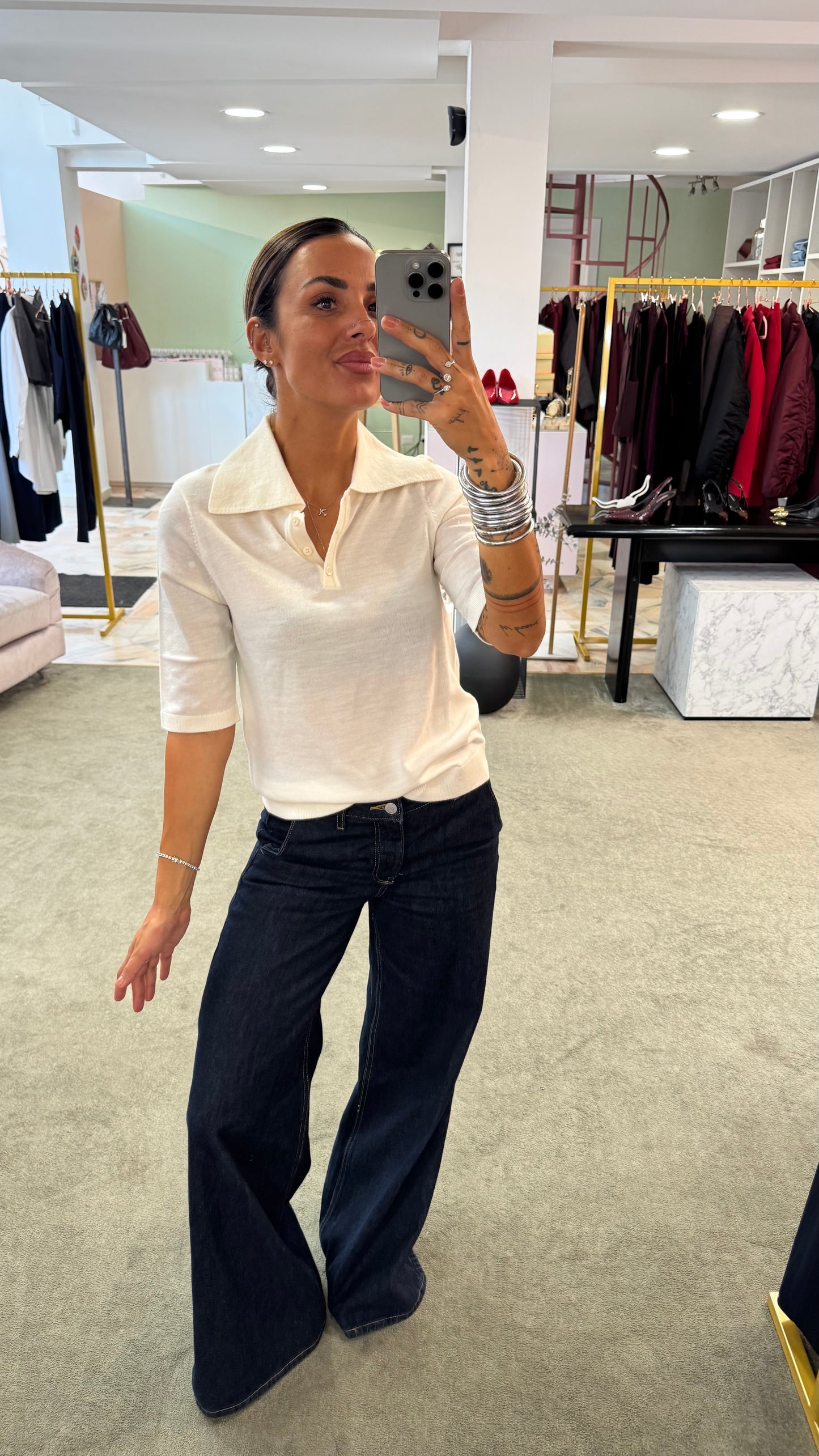 Polo panna maniche corte in lana sl