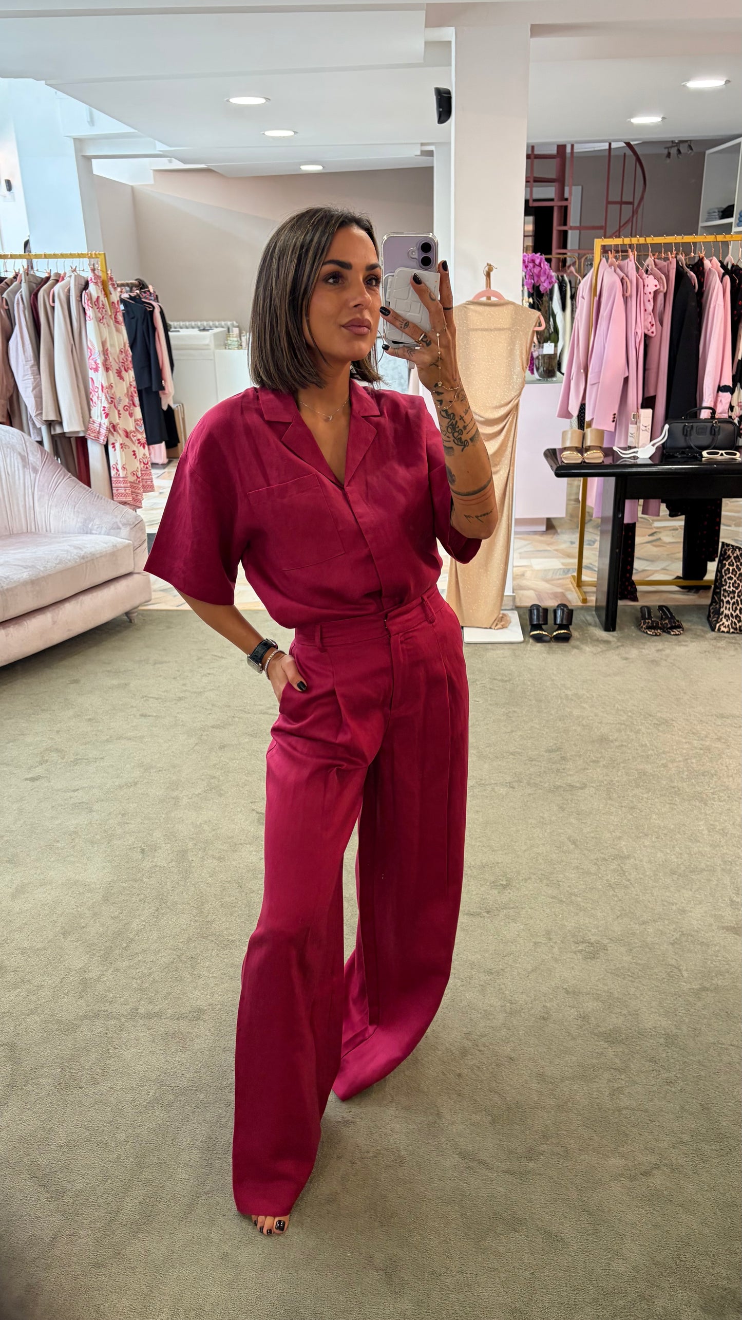 Camicia amarena  manica corta sl