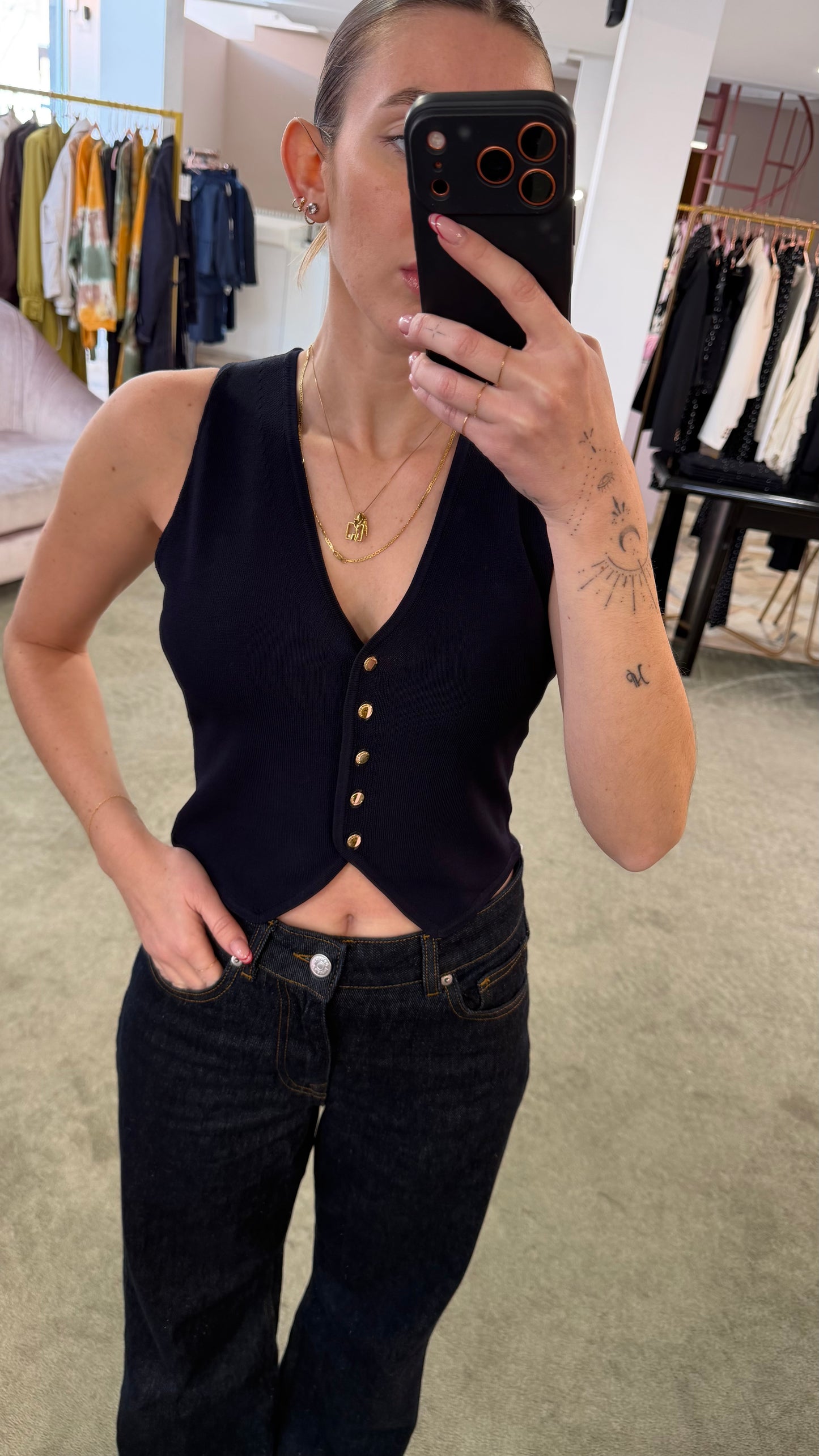 Gilet blu notte in viscosa fr