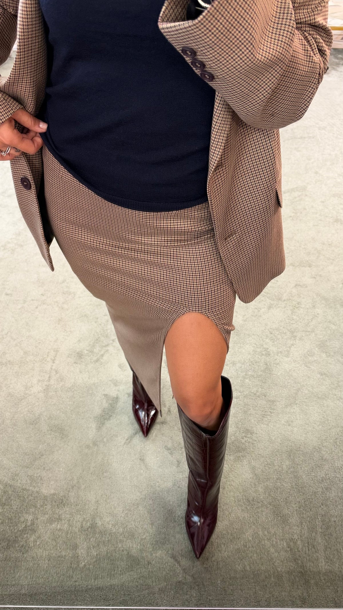 Blazer check marrone Mar de Margaritas monopetto