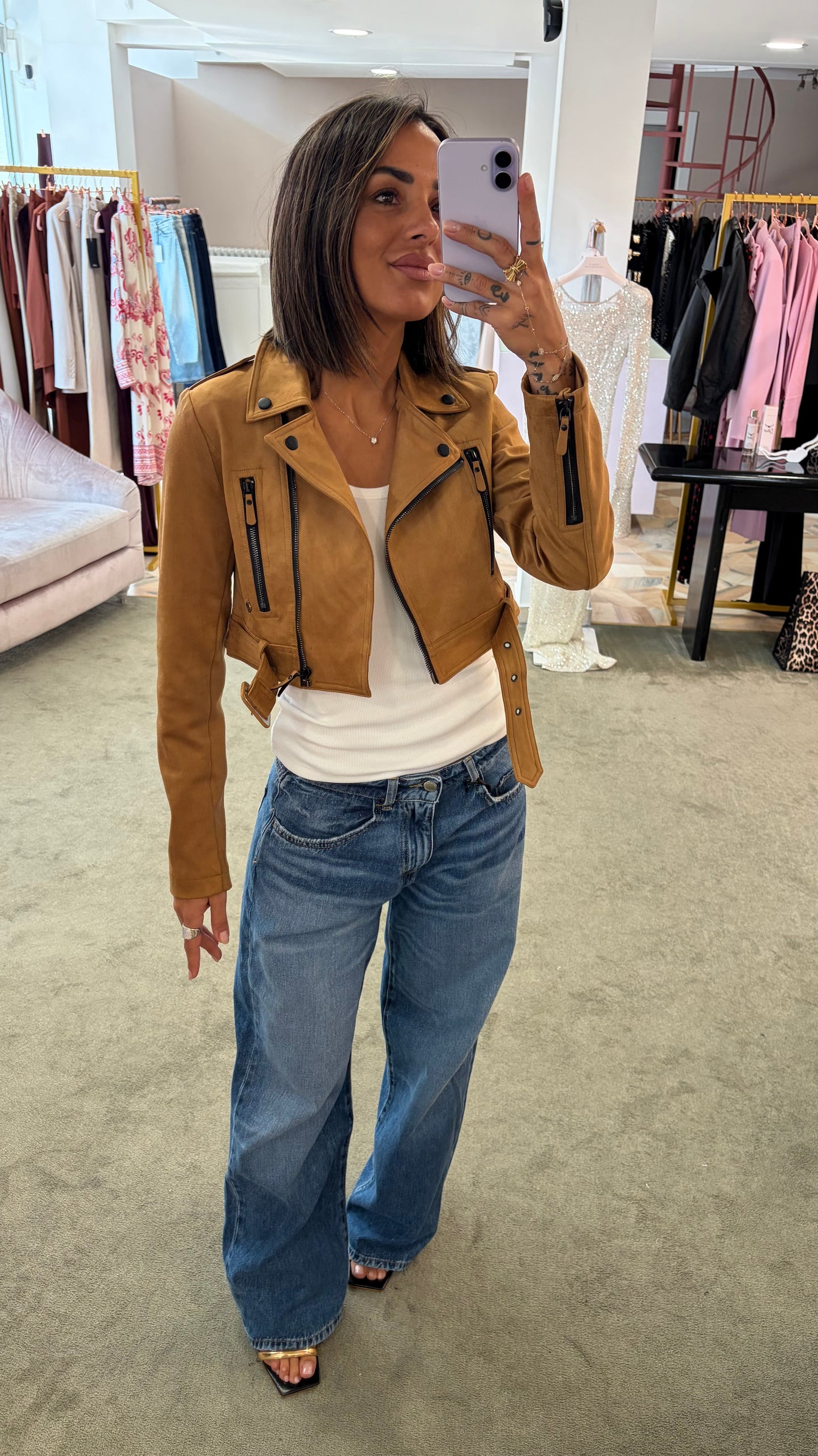 Chiodo cammello scamosciato glp