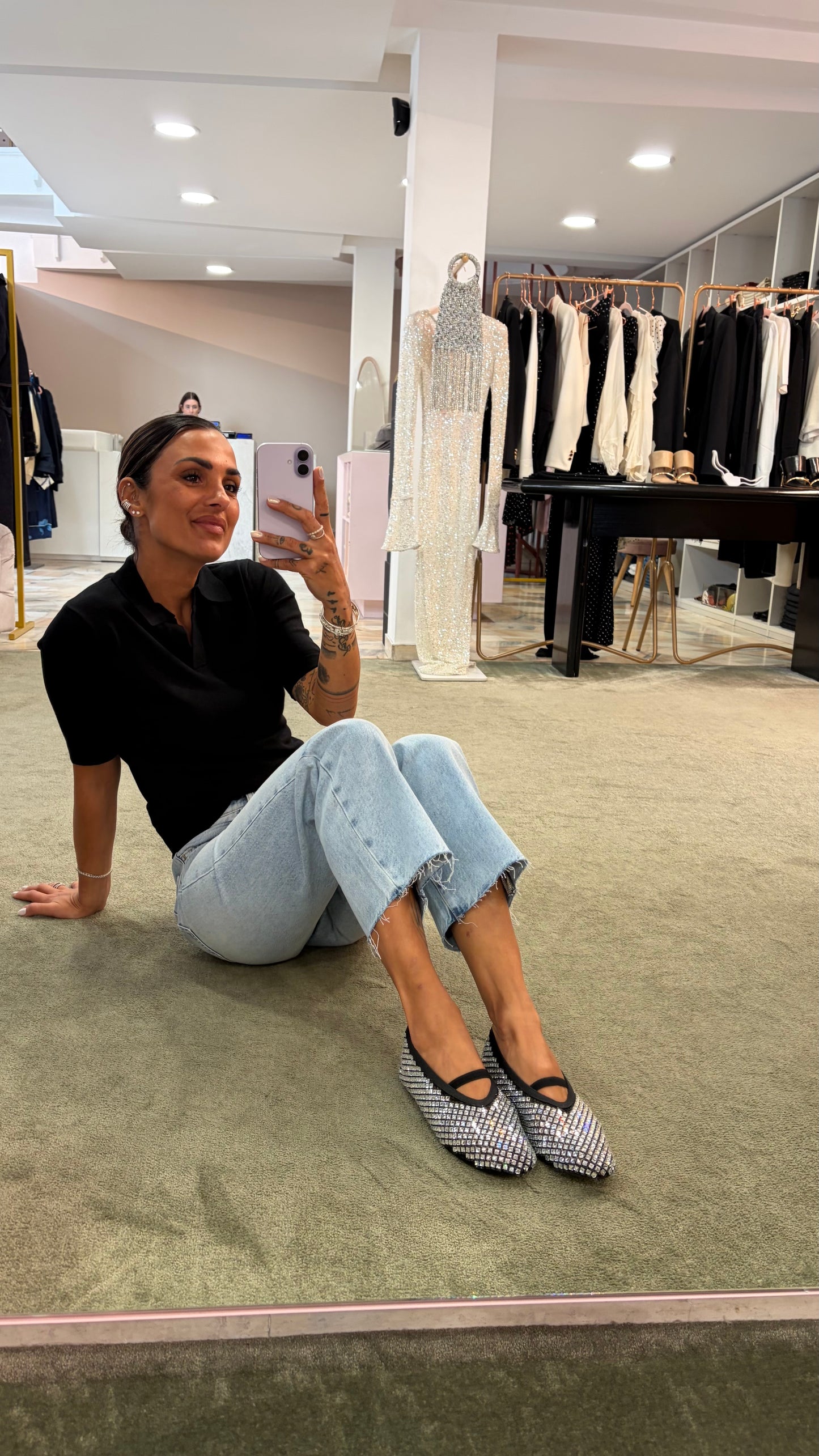 Ballerina nera in rete crystal