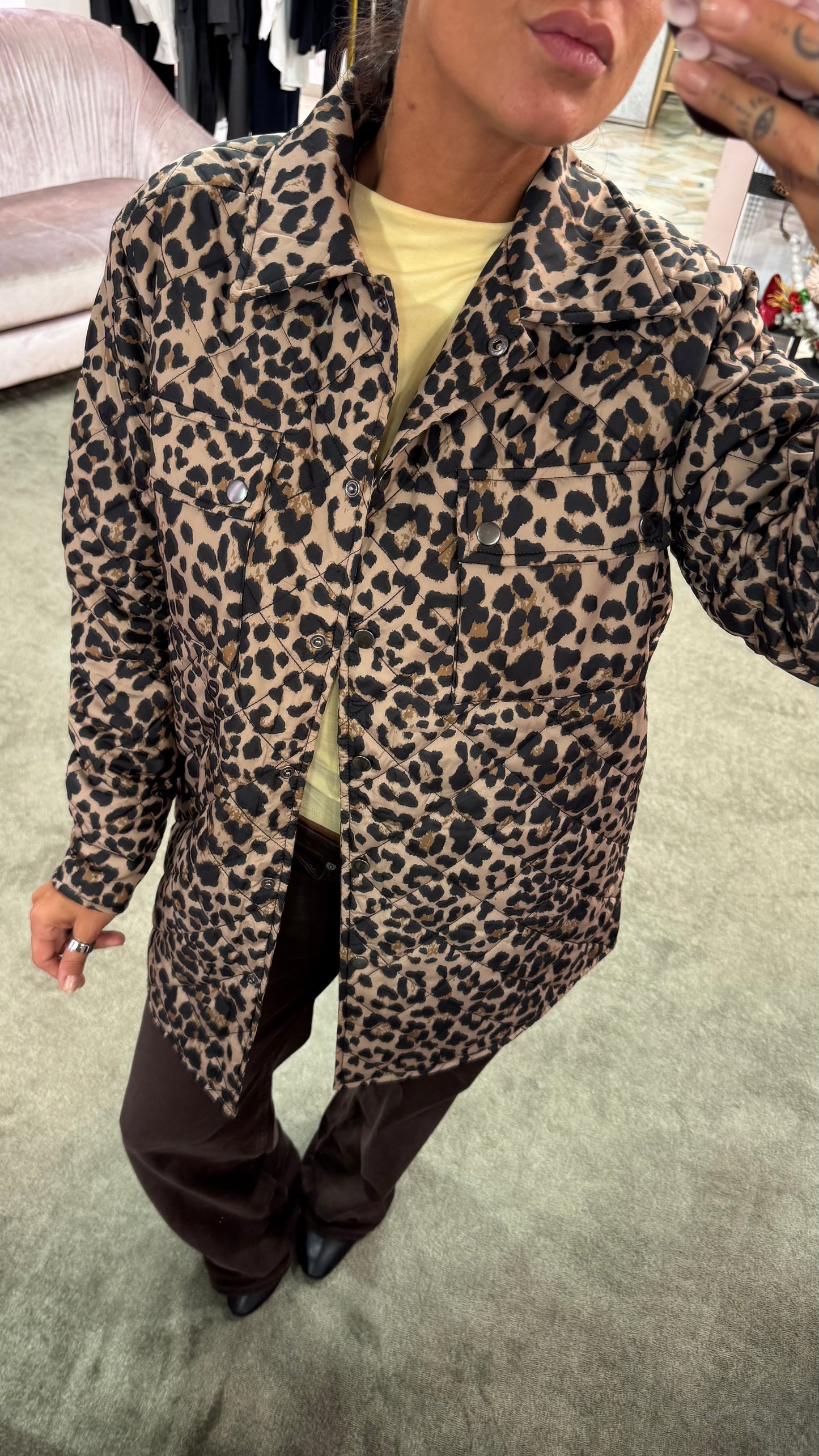 Giacca camicia leopardata trapuntata sy