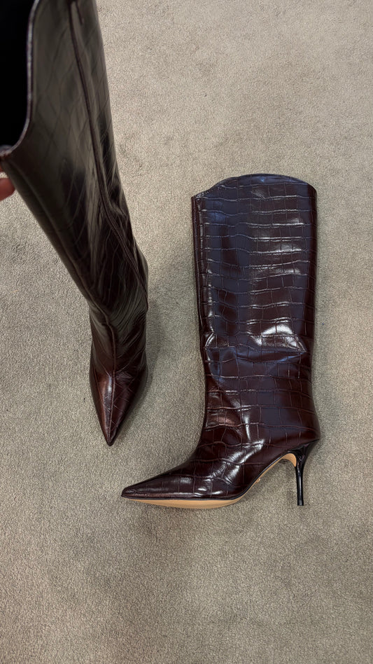Stivale marrone cioccolato in pelle crocco wr